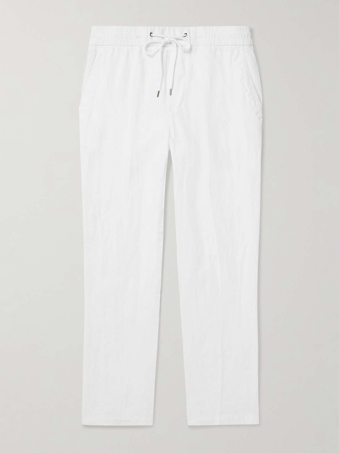James Perse Straight-leg Garment-dyed Linen Drawstring Trousers In White