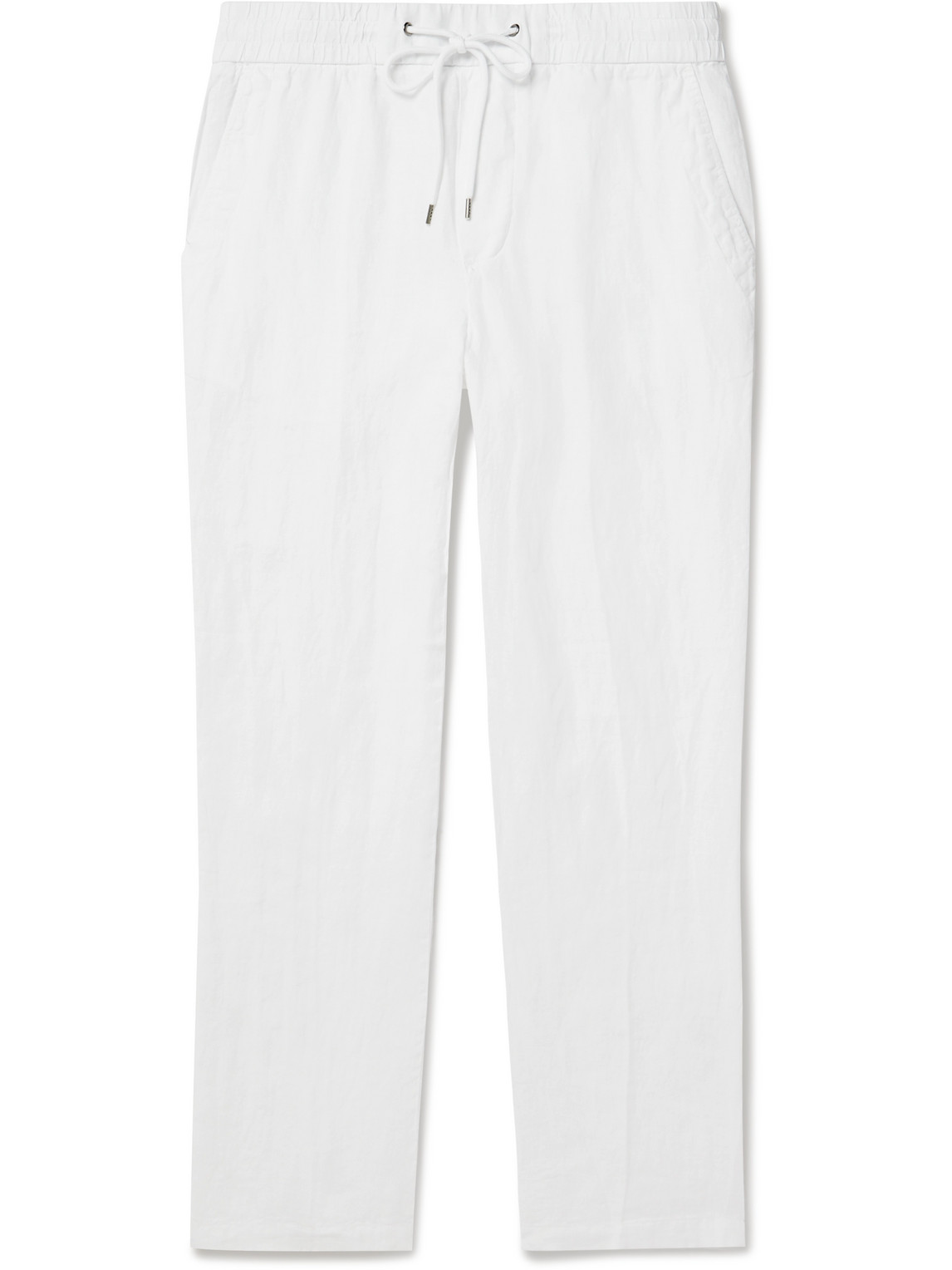 James Perse Straight-leg Garment-dyed Linen Drawstring Trousers In White