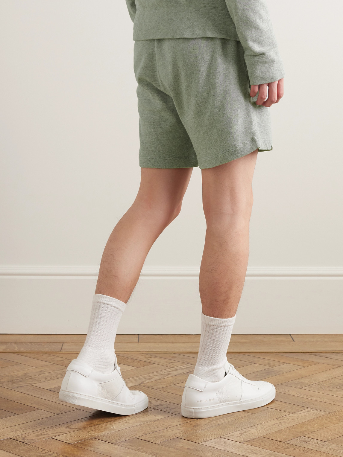 Shop James Perse Garment-dyed Cotton-jersey Drawstring Shorts In Gray