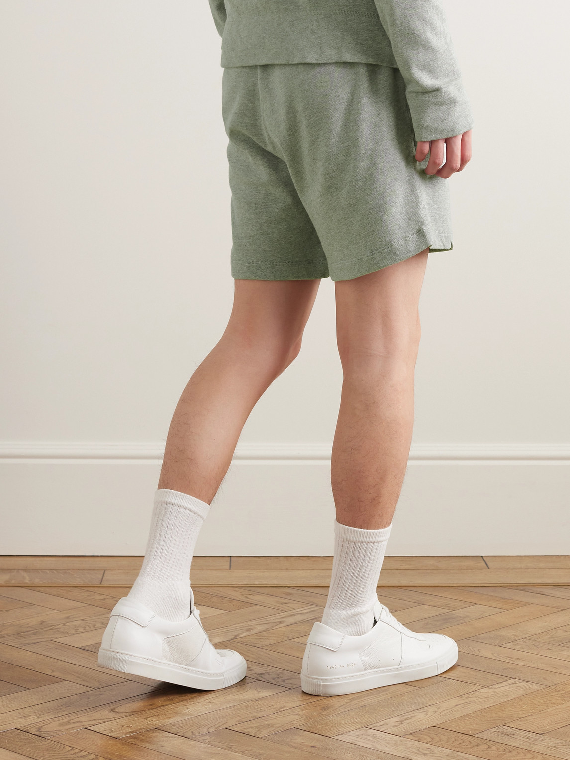 James Perse Garment-dyed Cotton-jersey Drawstring Shorts In Gray
