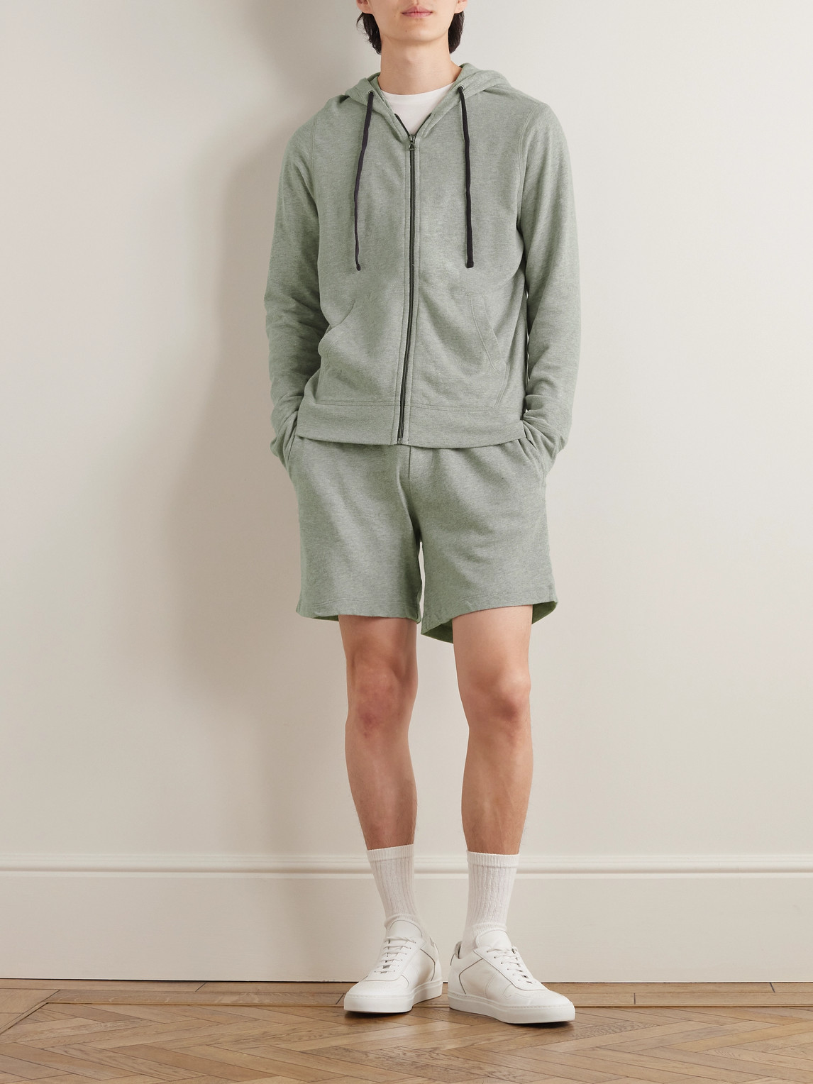 James Perse Garment-dyed Cotton-jersey Drawstring Shorts In Gray