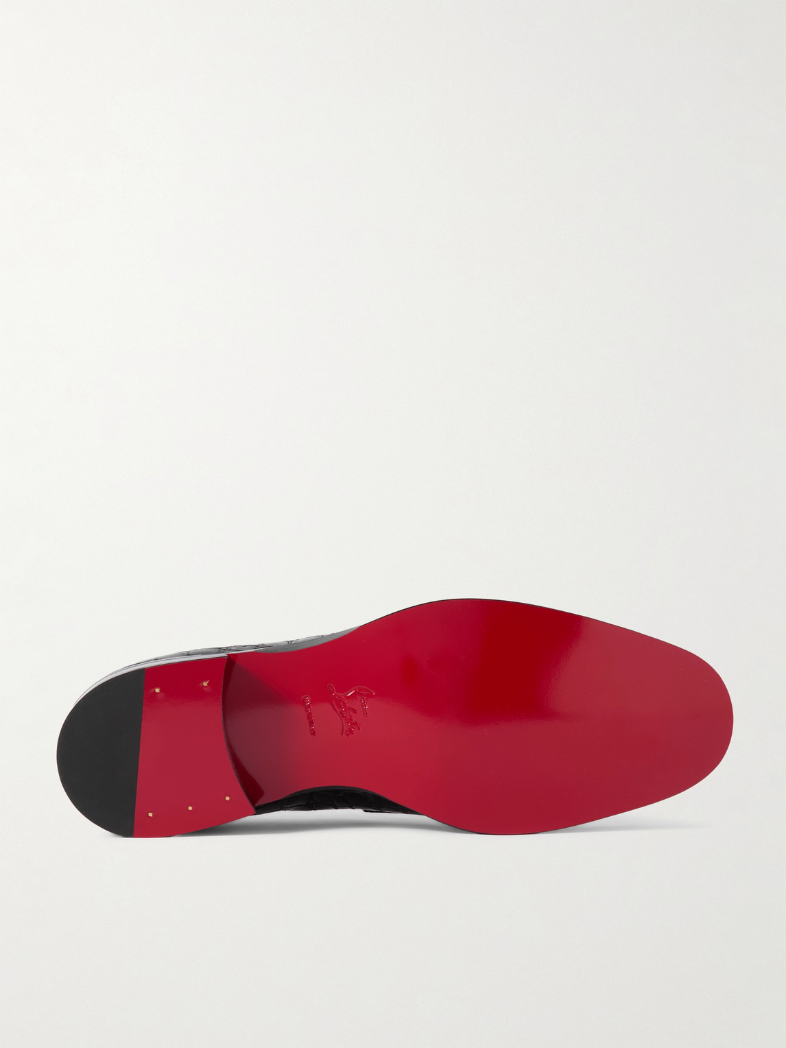 Christian Louboutin Chambelimoc Croc-effect Patent-leather Loafers In Black