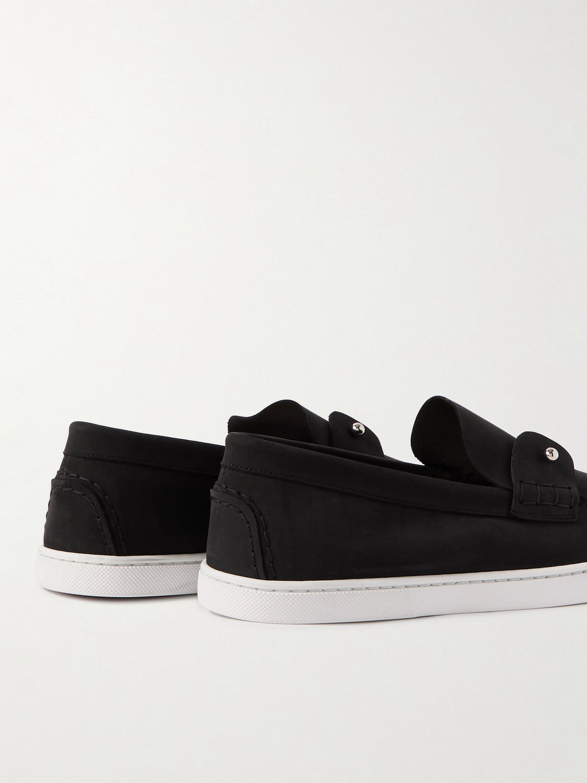 Christian Louboutin Loafers With Contrast Sole And Stitching Accents In Black