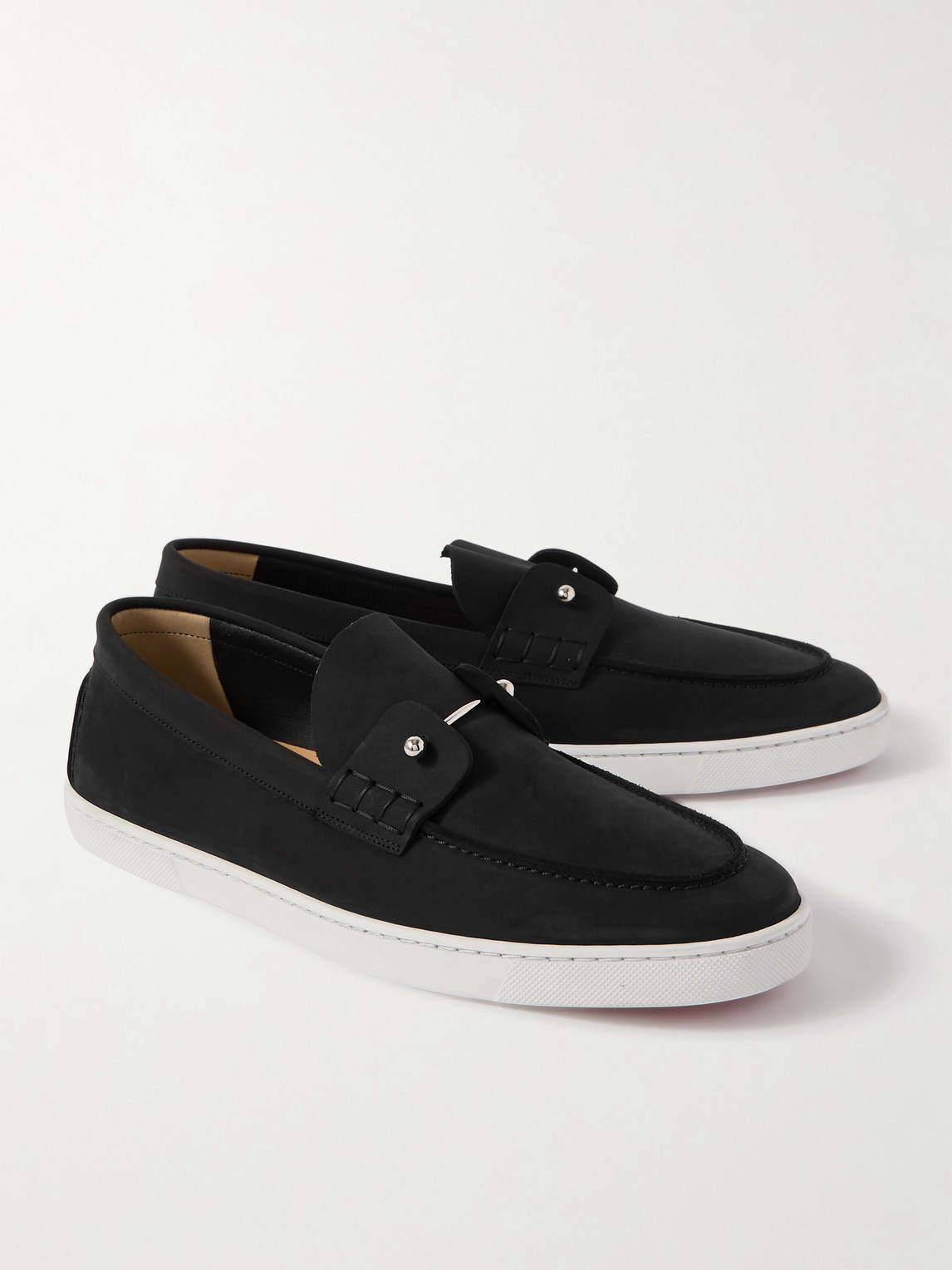 Christian Louboutin Loafers With Contrast Sole And Stitching Accents In Black