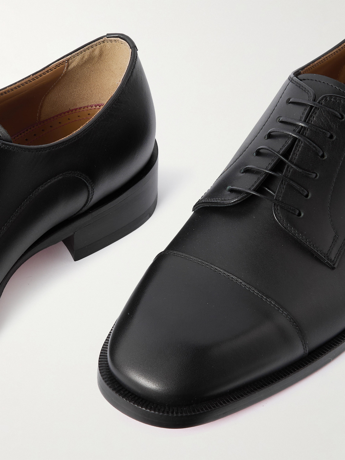Christian Louboutin Cortomale Leather Derby Shoes In Black