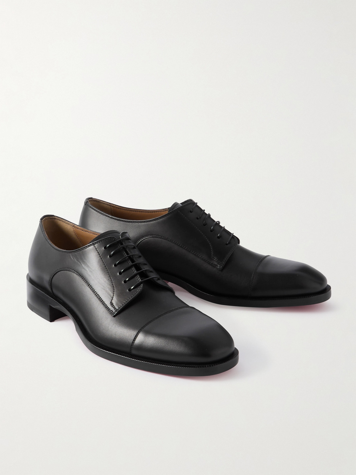 Christian Louboutin Cortomale Leather Derby Shoes In Black