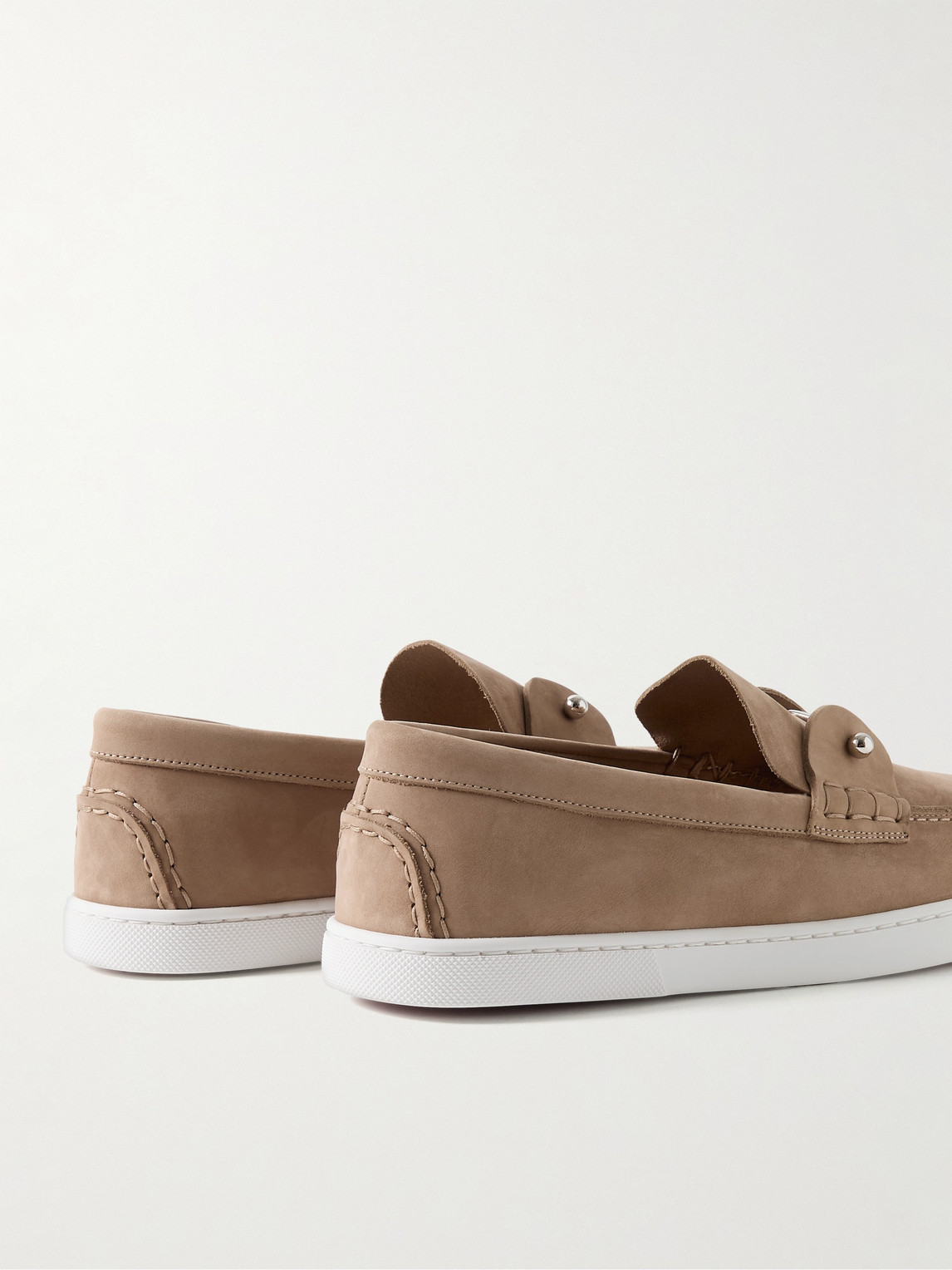 Christian Louboutin Reversed Nubuck Leather Loafers In Brown