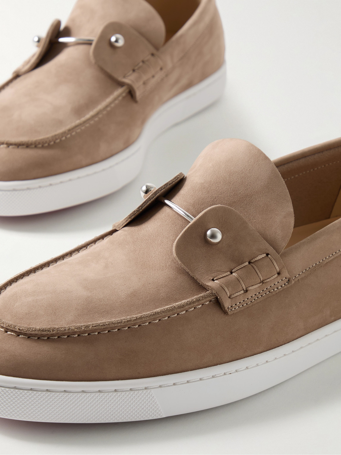 Christian Louboutin Reversed Nubuck Leather Loafers In Brown