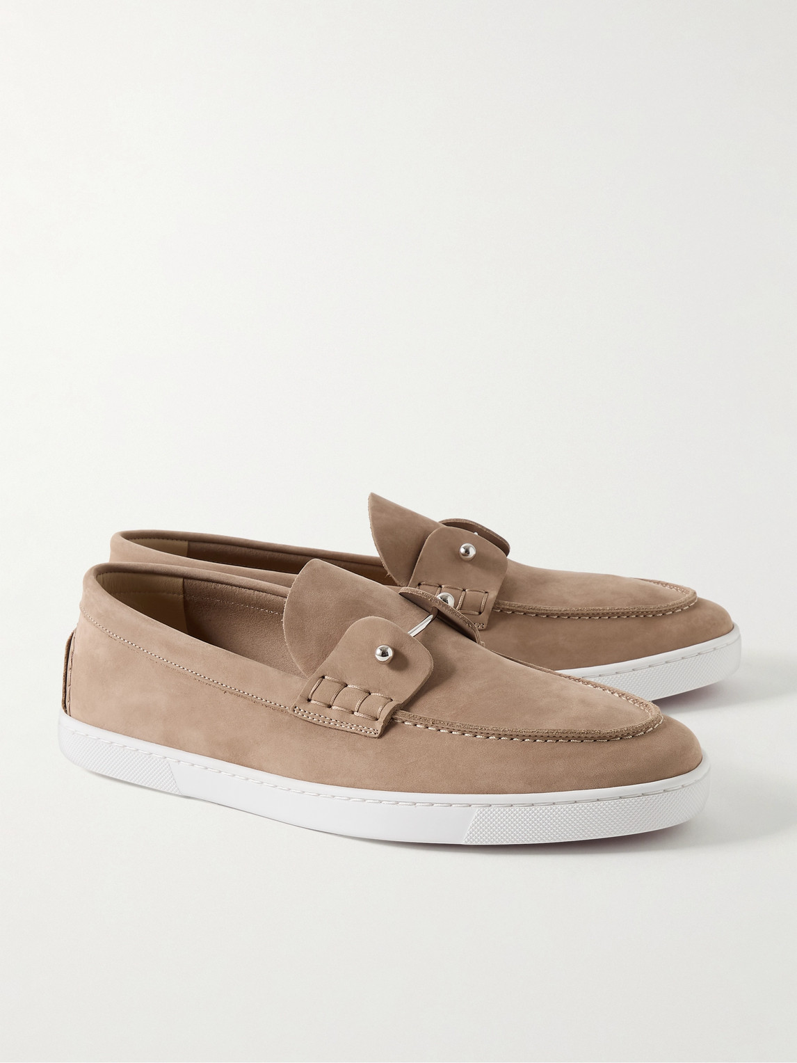 Christian Louboutin Reversed Nubuck Leather Loafers In Brown