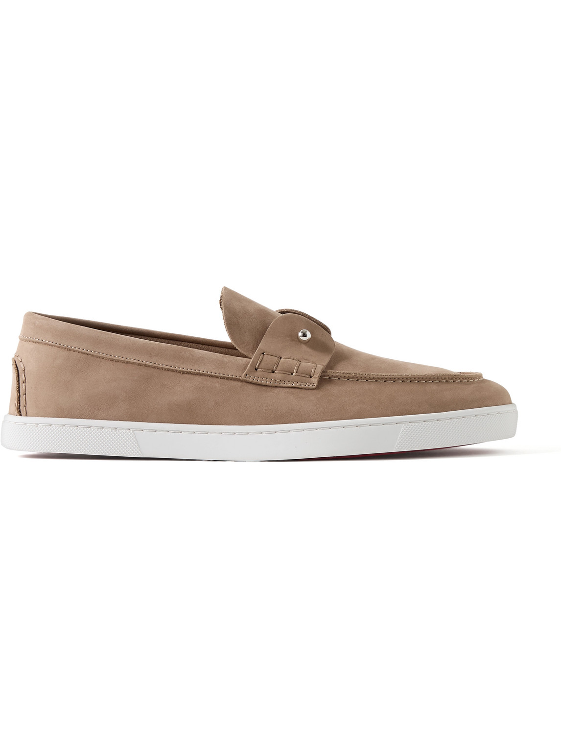 Christian Louboutin Reversed Nubuck Leather Loafers In Brown