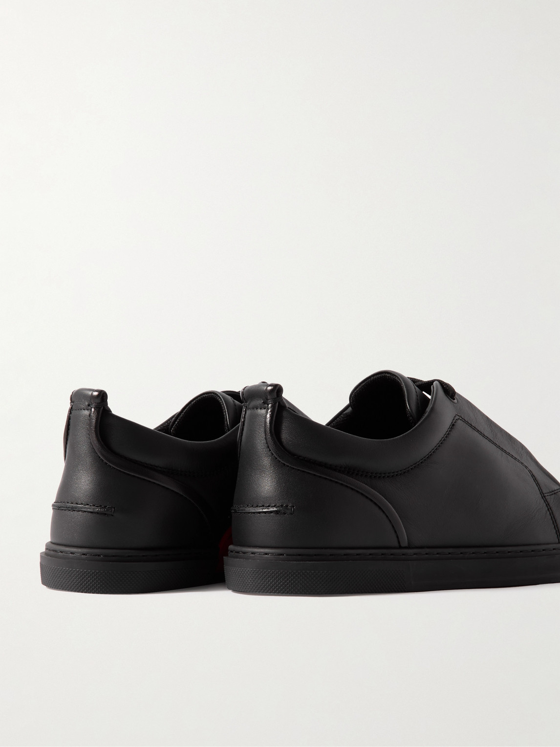 Christian Louboutin Jimmy Rubber-trimmed Leather Sneakers In Black