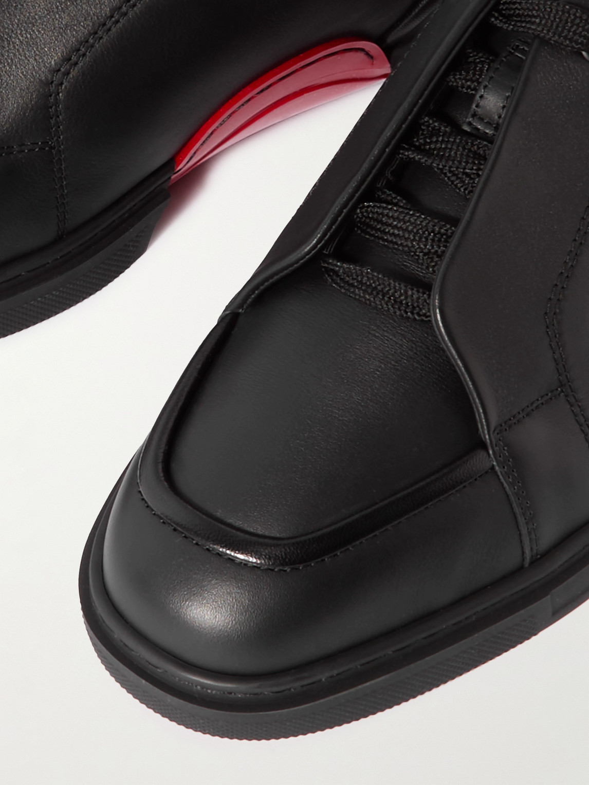 Christian Louboutin Jimmy Rubber-trimmed Leather Sneakers In Black