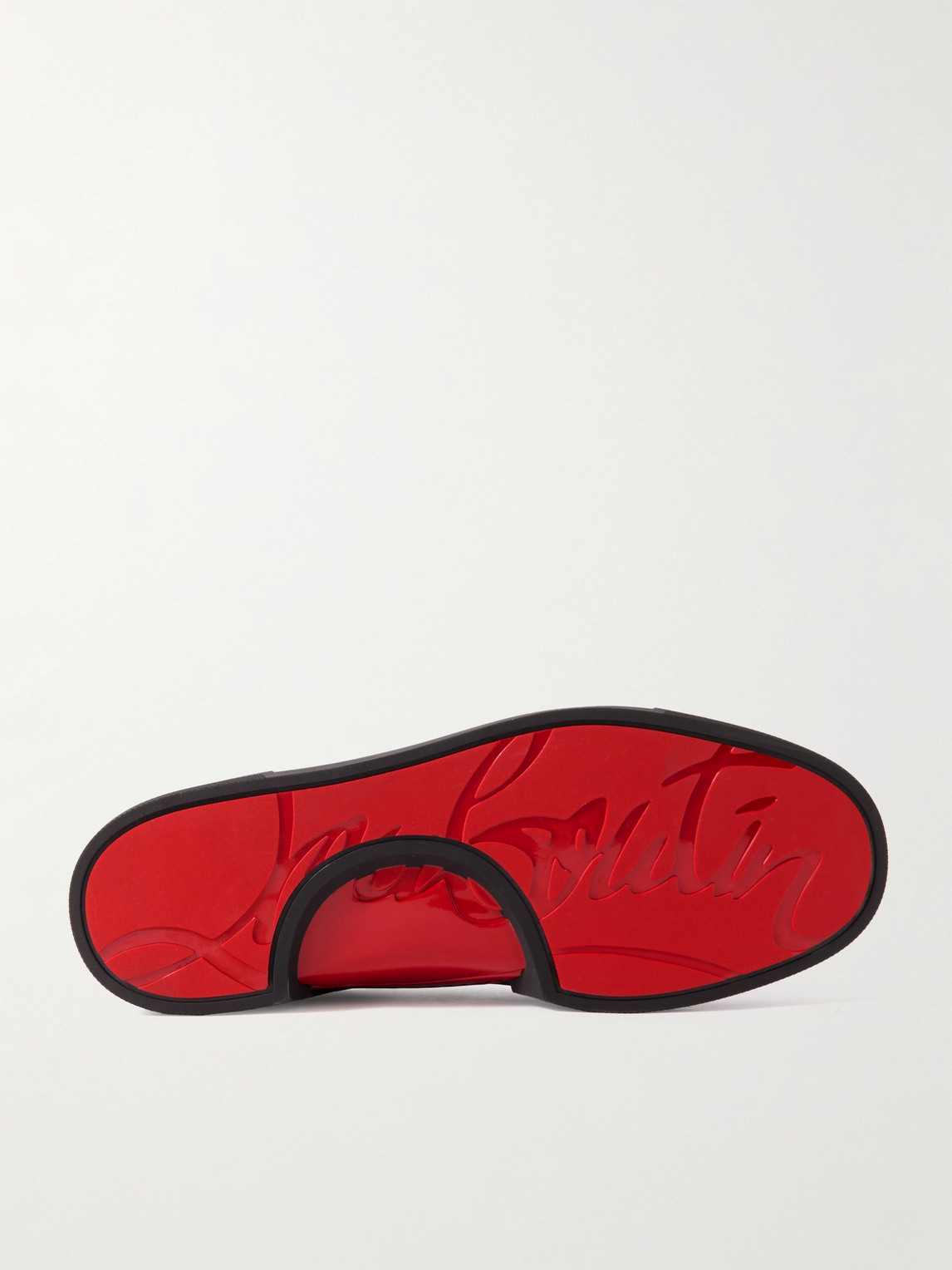 Christian Louboutin Jimmy Rubber-trimmed Leather Sneakers In Black