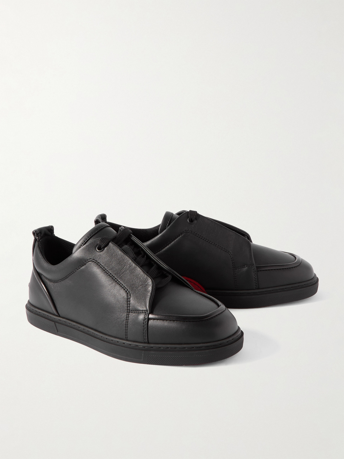 Christian Louboutin Jimmy Rubber-trimmed Leather Sneakers In Black