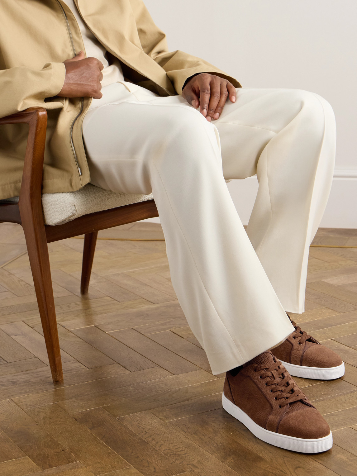 Christian Louboutin Louis Junior Full-grain Suede Sneakers In Brown