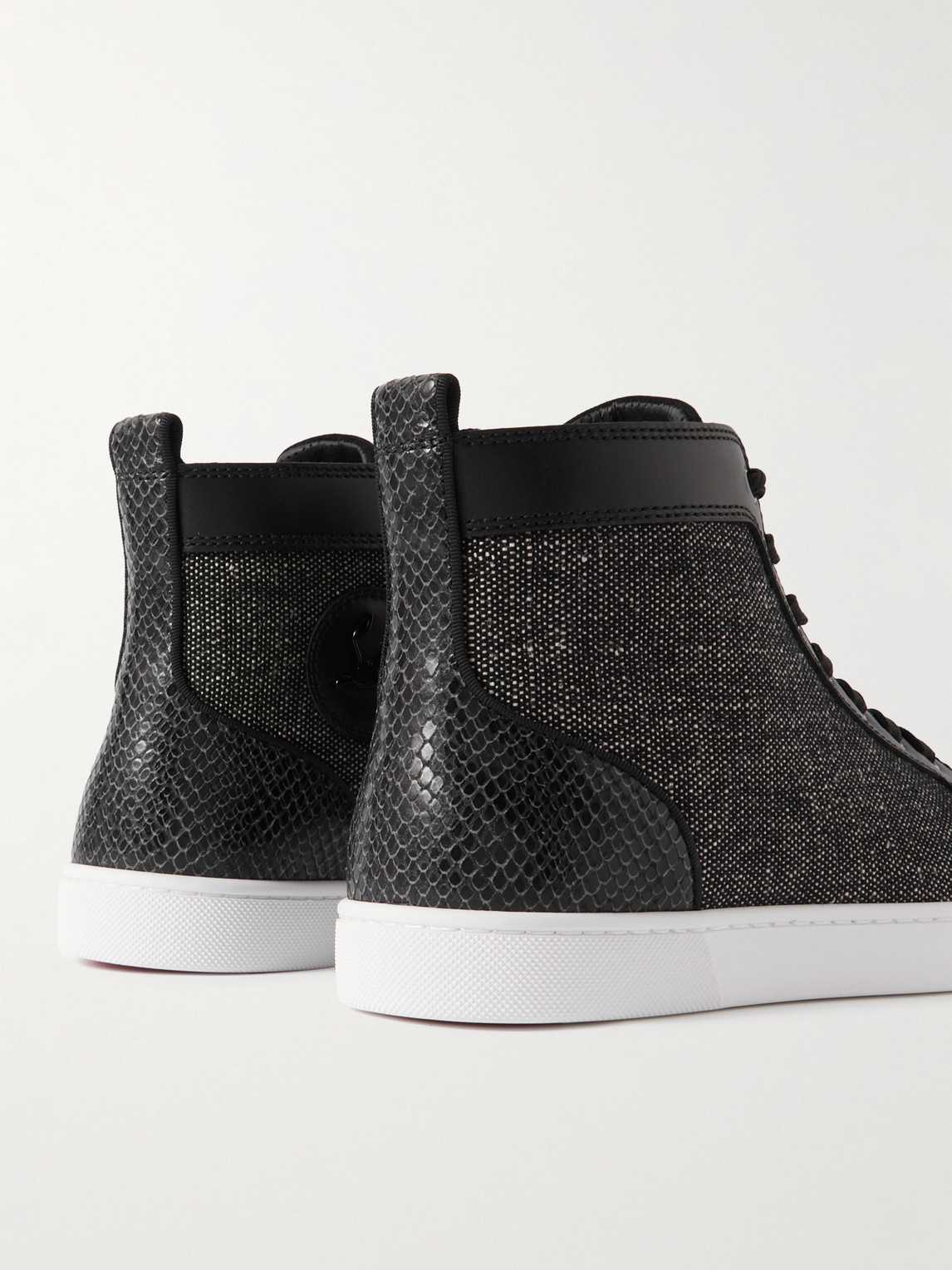 Christian Louboutin Louis Orlato Suede And Croc-effect Leather-trimmed Twill Sneakers In Black