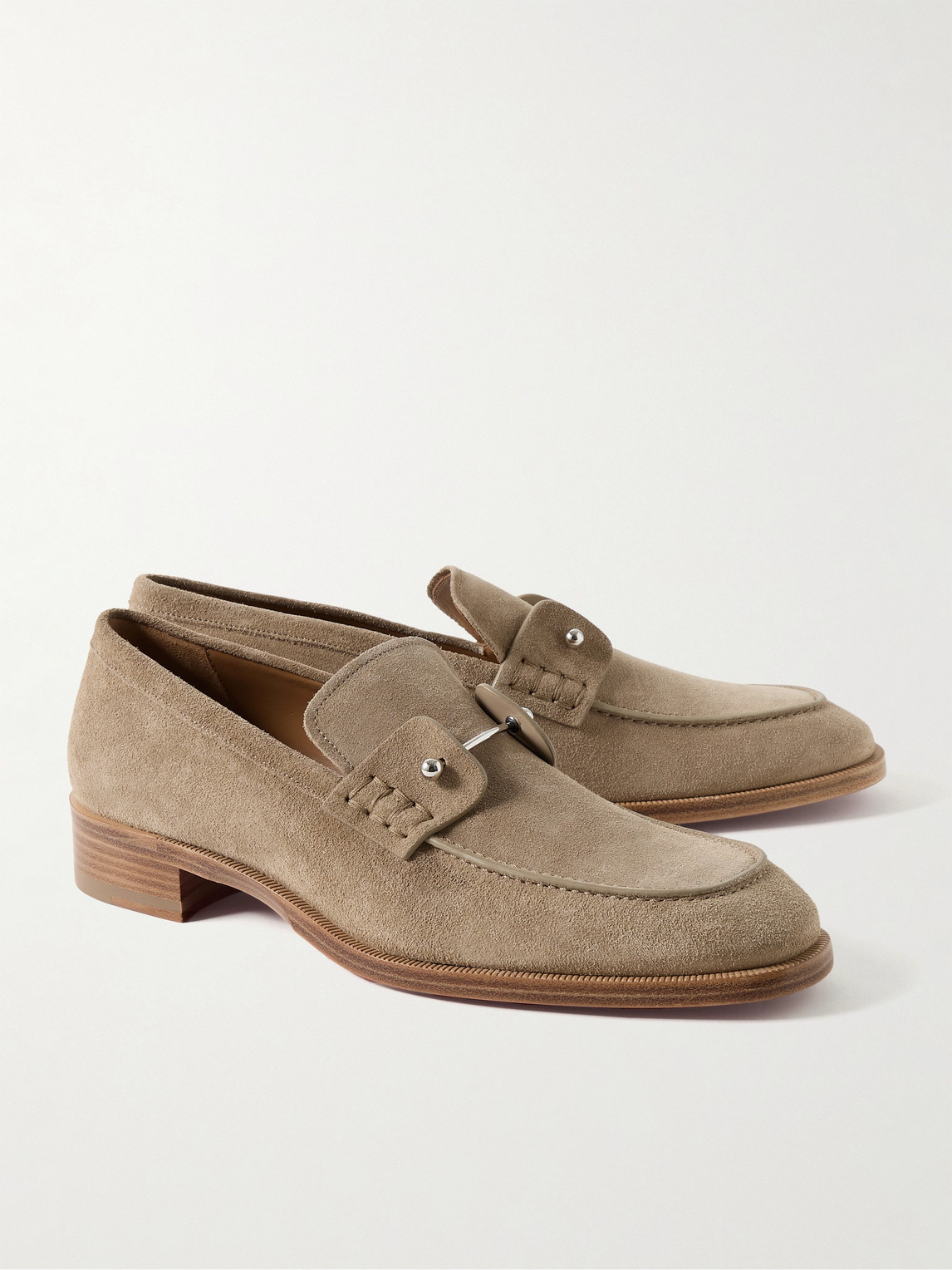 Shop Christian Louboutin Chambelimoc Suede Loafers In Brown