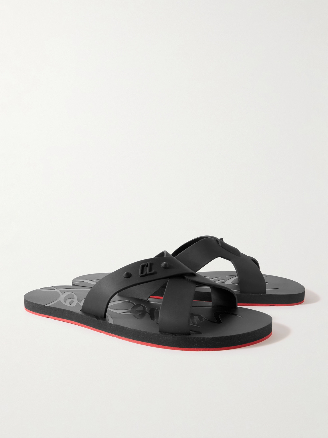CHRISTIAN LOUBOUTIN★Loubi Cross ラバー スライド サンダル Loubi Cross - Mules - Rubber - Black - Men - Christian