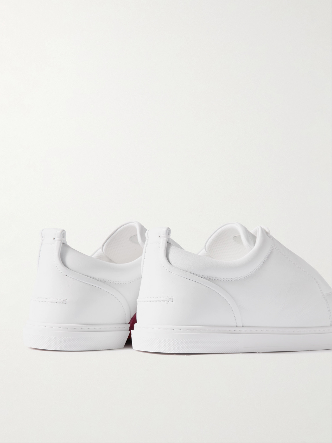 Christian Louboutin Jimmy Rubber-trimmed Leather Sneakers In White