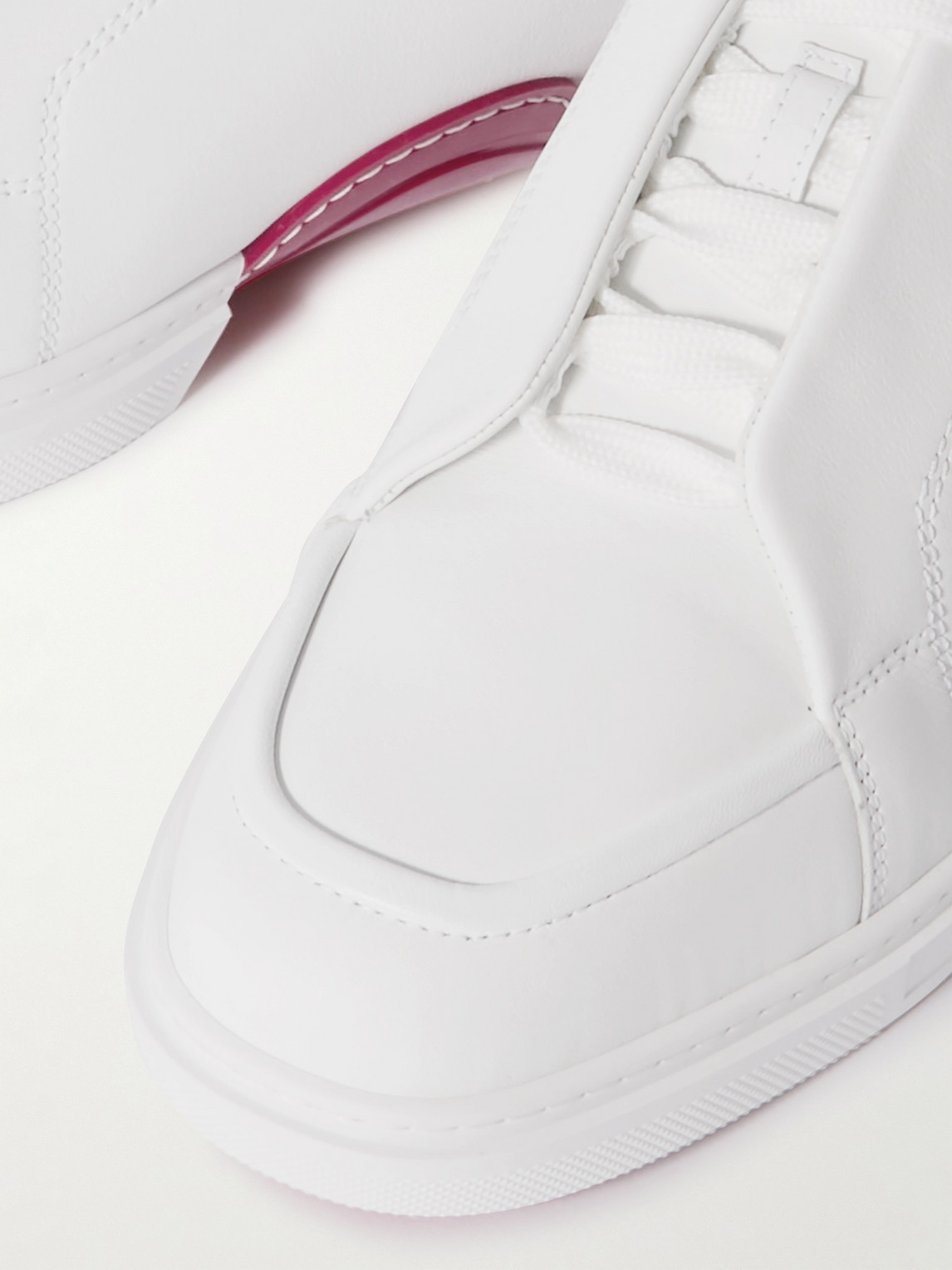 Christian Louboutin Jimmy Rubber-trimmed Leather Sneakers In White