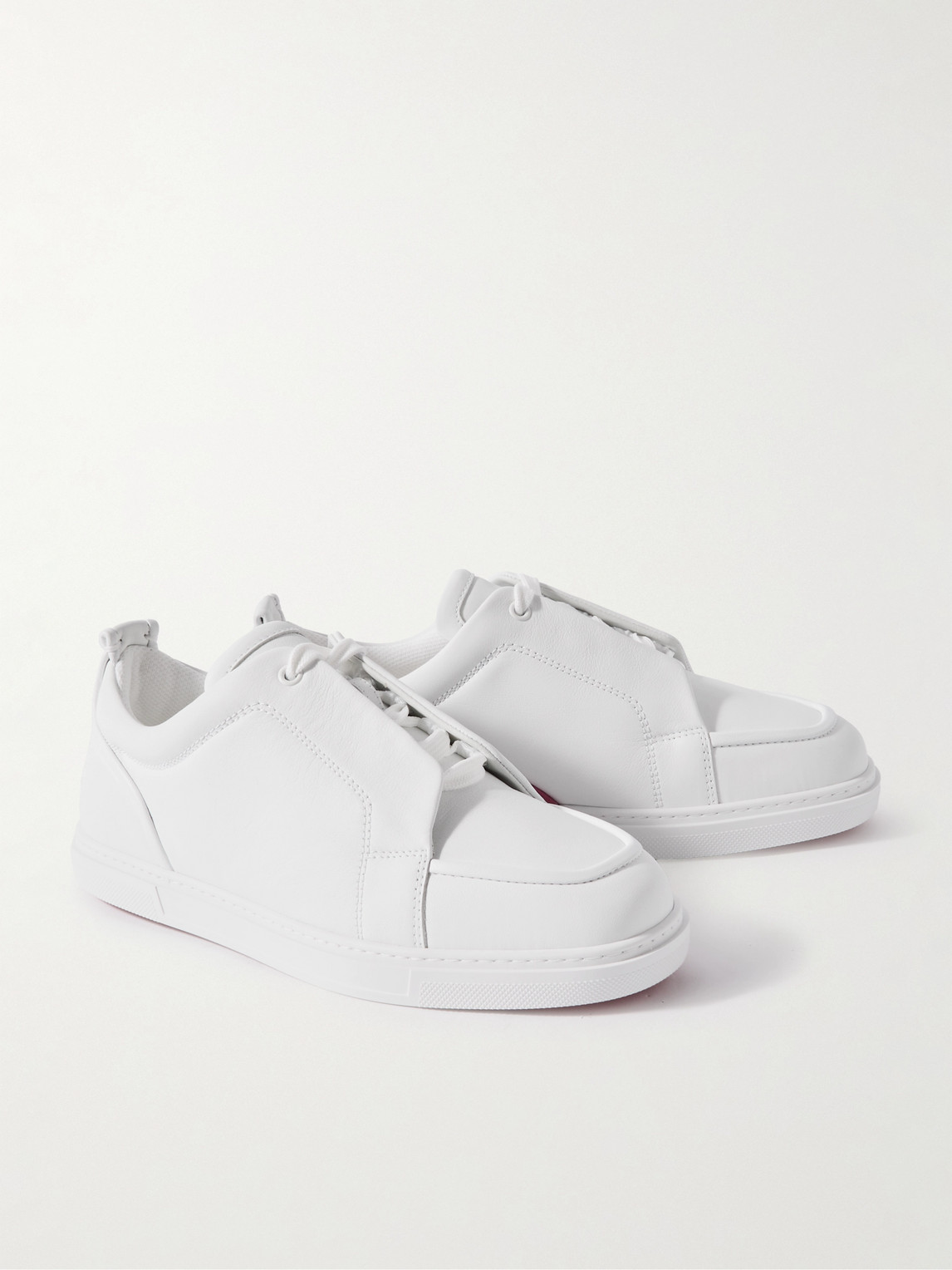 Christian Louboutin Jimmy Rubber-trimmed Leather Sneakers In White