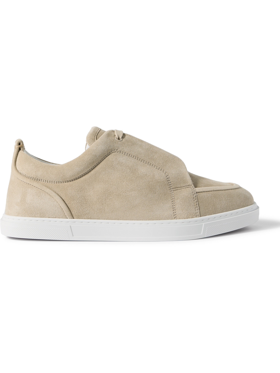 Christian Louboutin Jimmy Rubber-trimmed Suede Sneakers In Neutrals