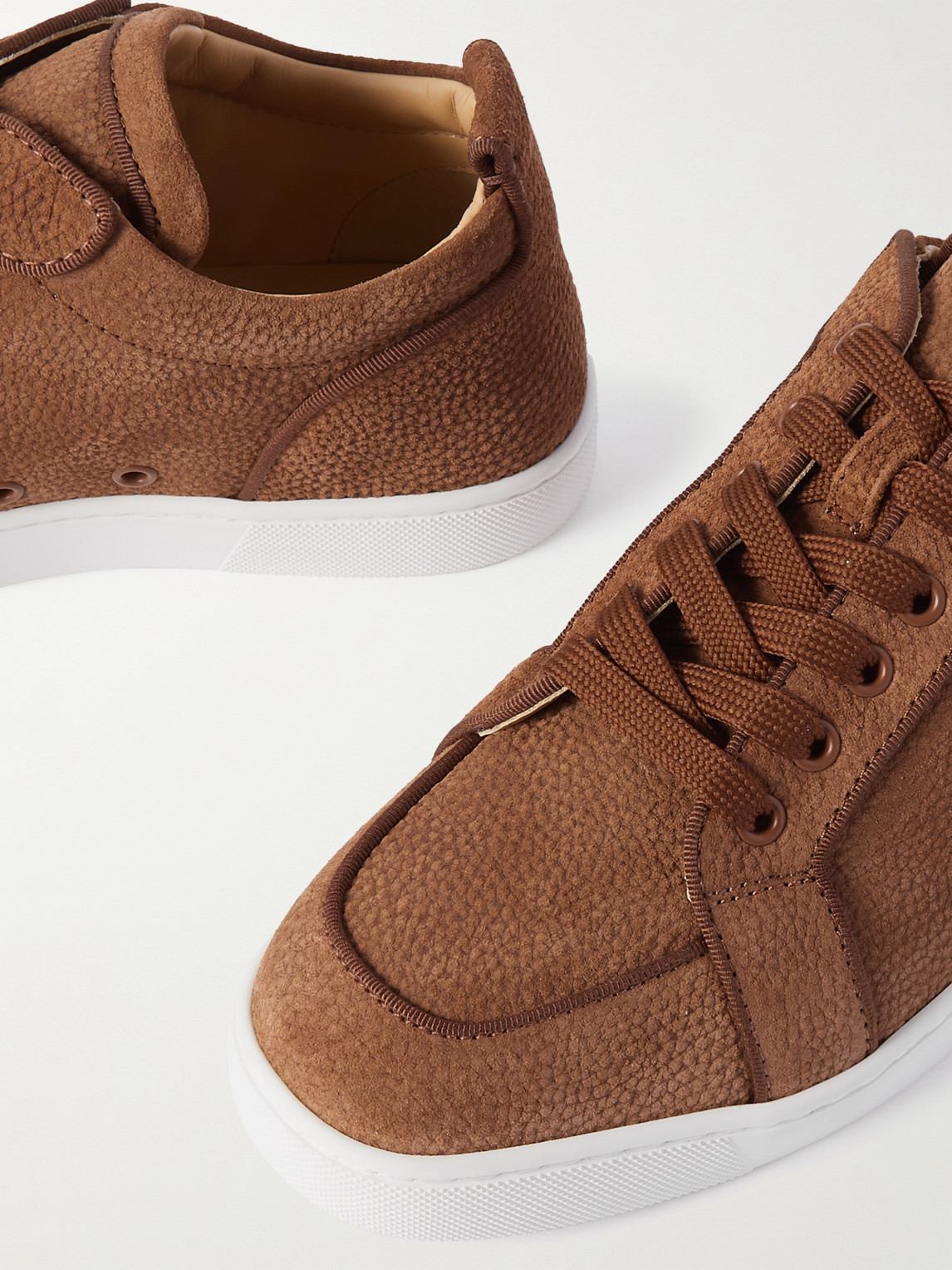 Christian Louboutin Rantulow Full-grain Suede Sneakers In Brown