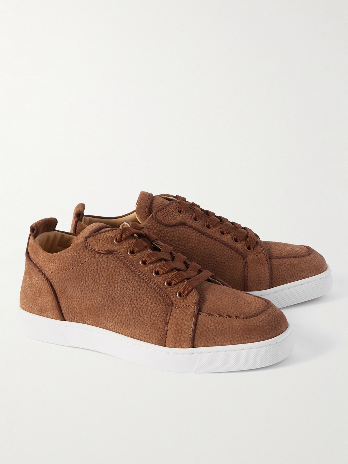 Christian Louboutin Rantulow Full-grain Suede Sneakers In Brown