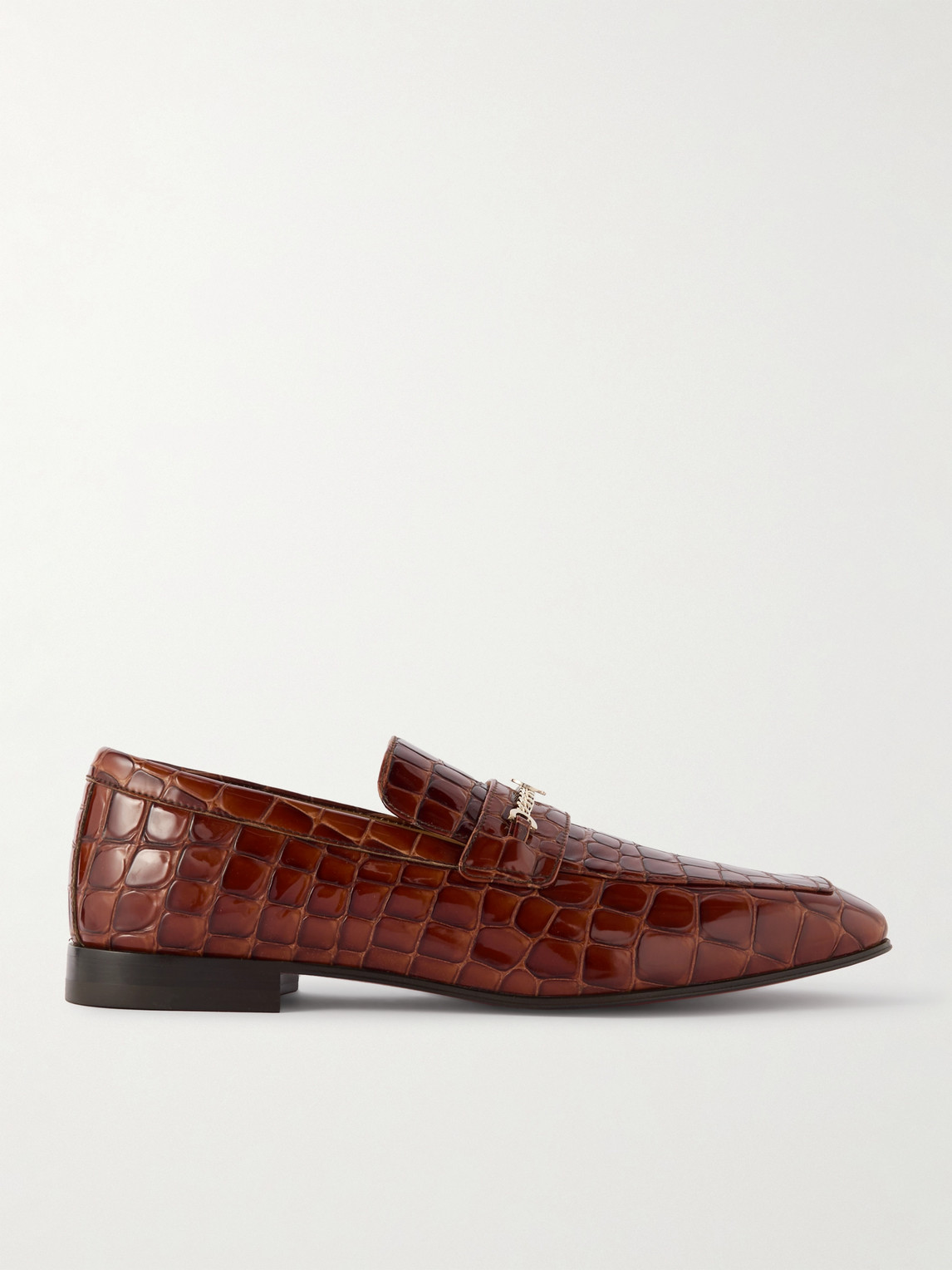 Christian Louboutin Embellished Croc-Effect Patent-Leather Loafers - Men