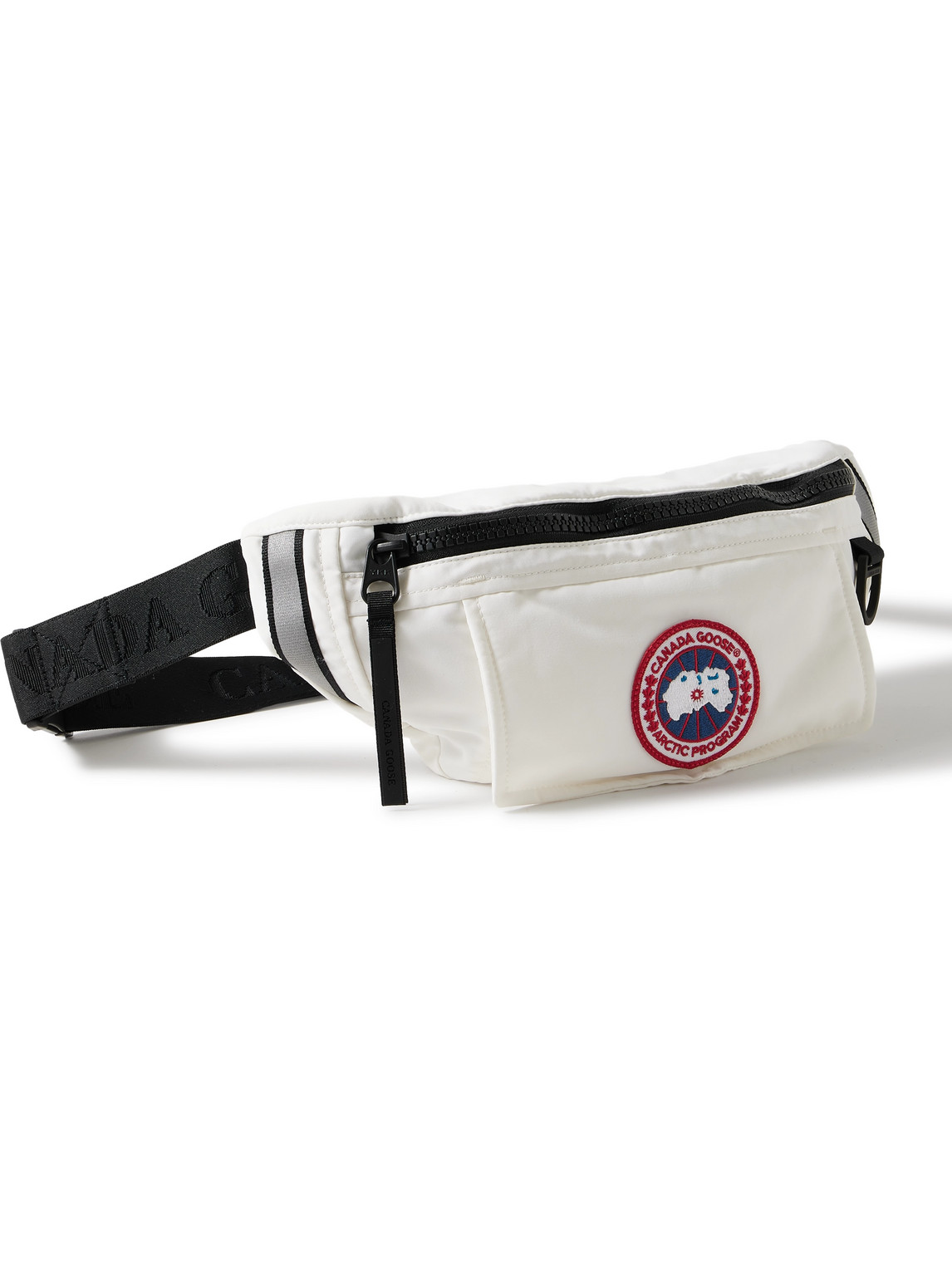 CANADA GOOSE LOGO-APPLIQUÉD WEBBING-TRIMMED SHELL BELT BAG