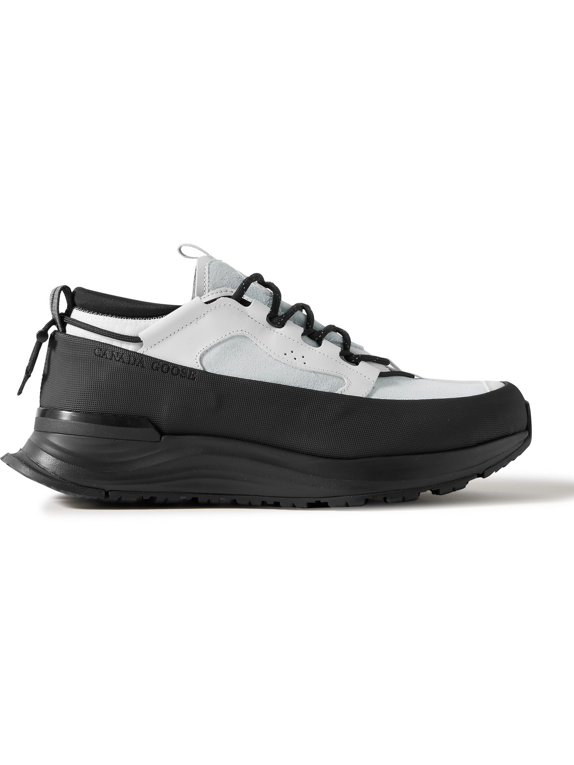 Canada Goose Glacier Trail Rubber And Leather-trimmed Suede Hiking Sneakers In Black