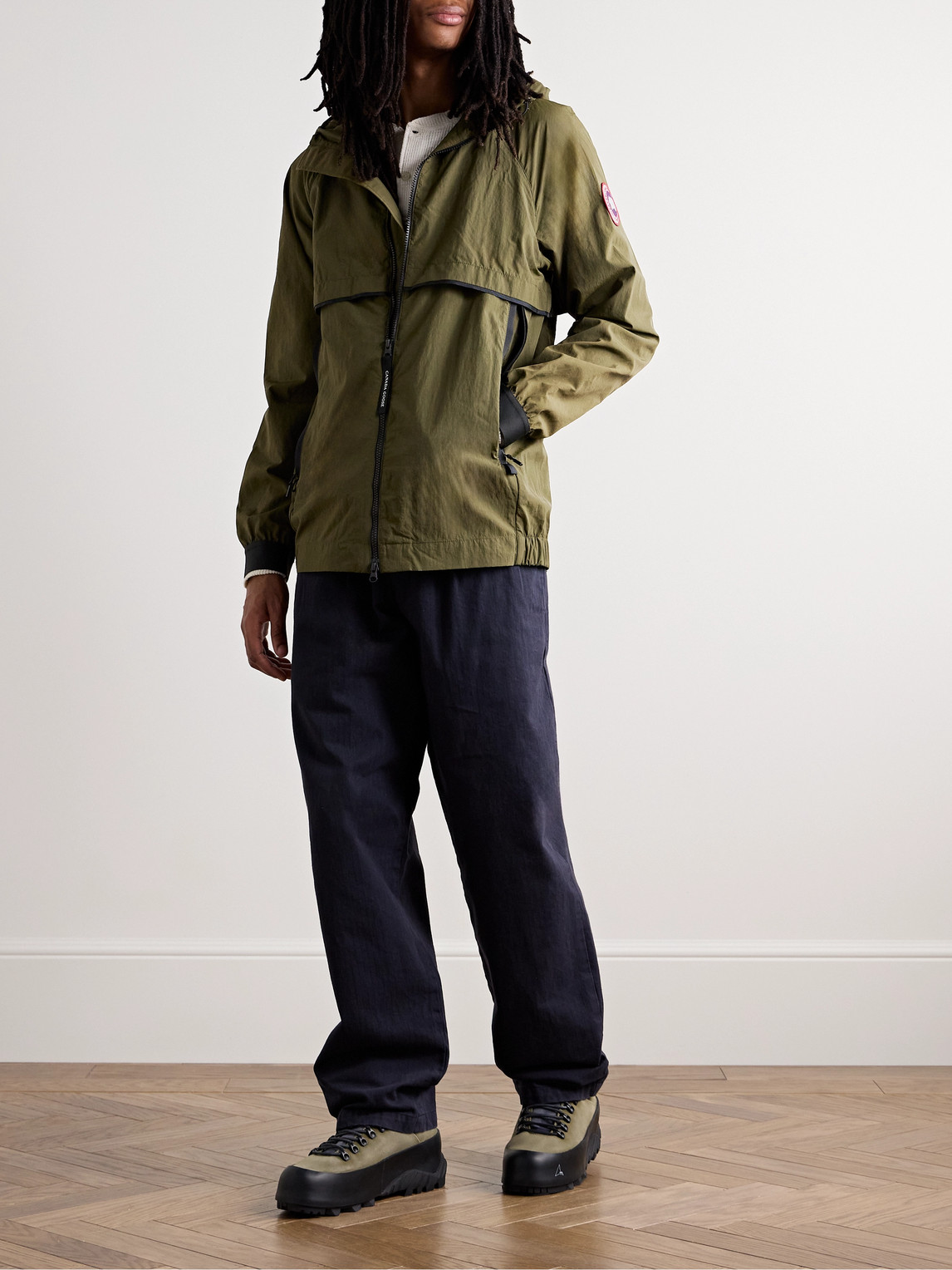 Canada Goose Faber Logo-appliquéd Acclimaluxe Hooded Jacket In Green