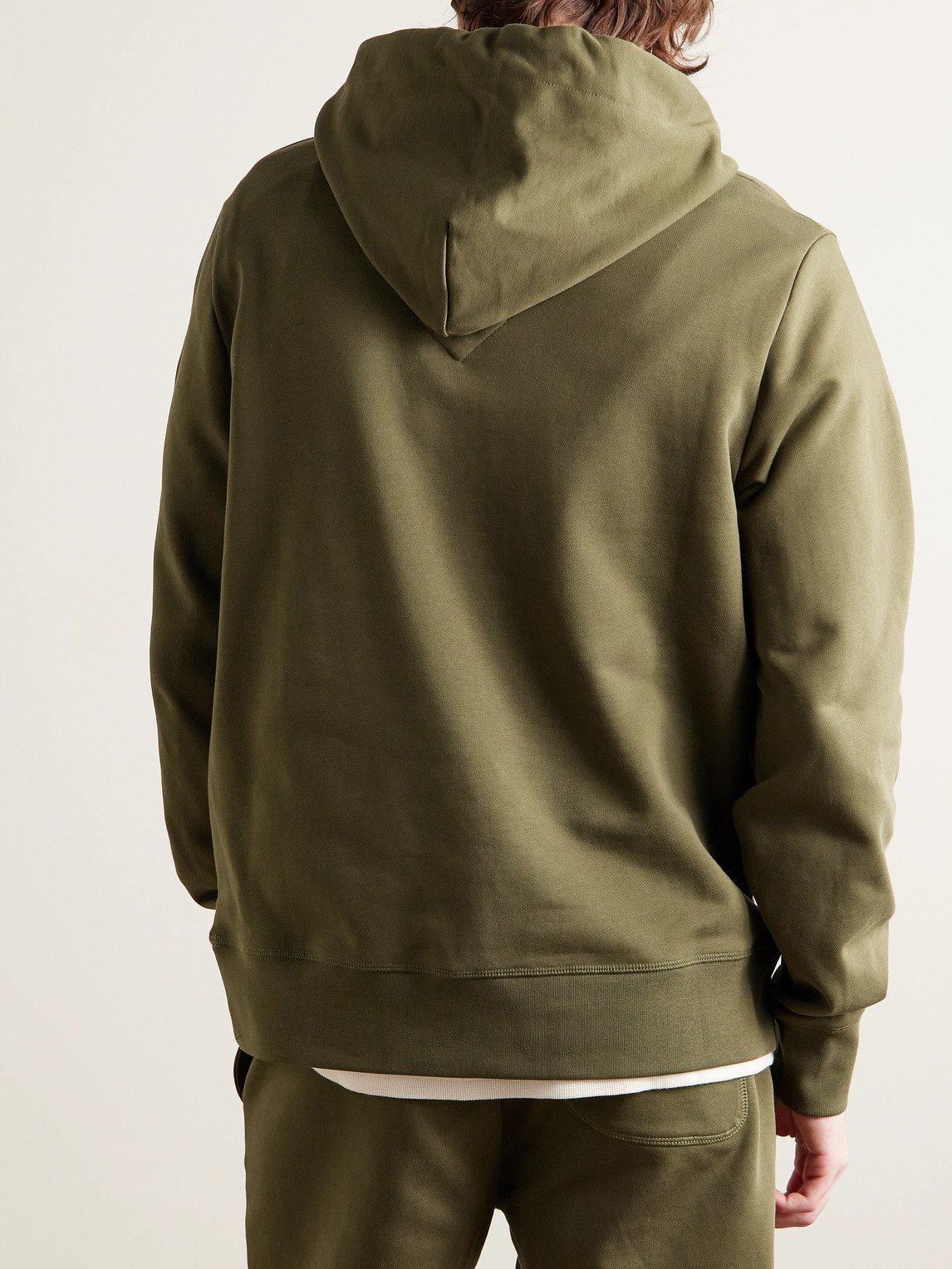 Shop Canada Goose Huron Logo-appliquéd Cotton-jersey Hoodie In Green