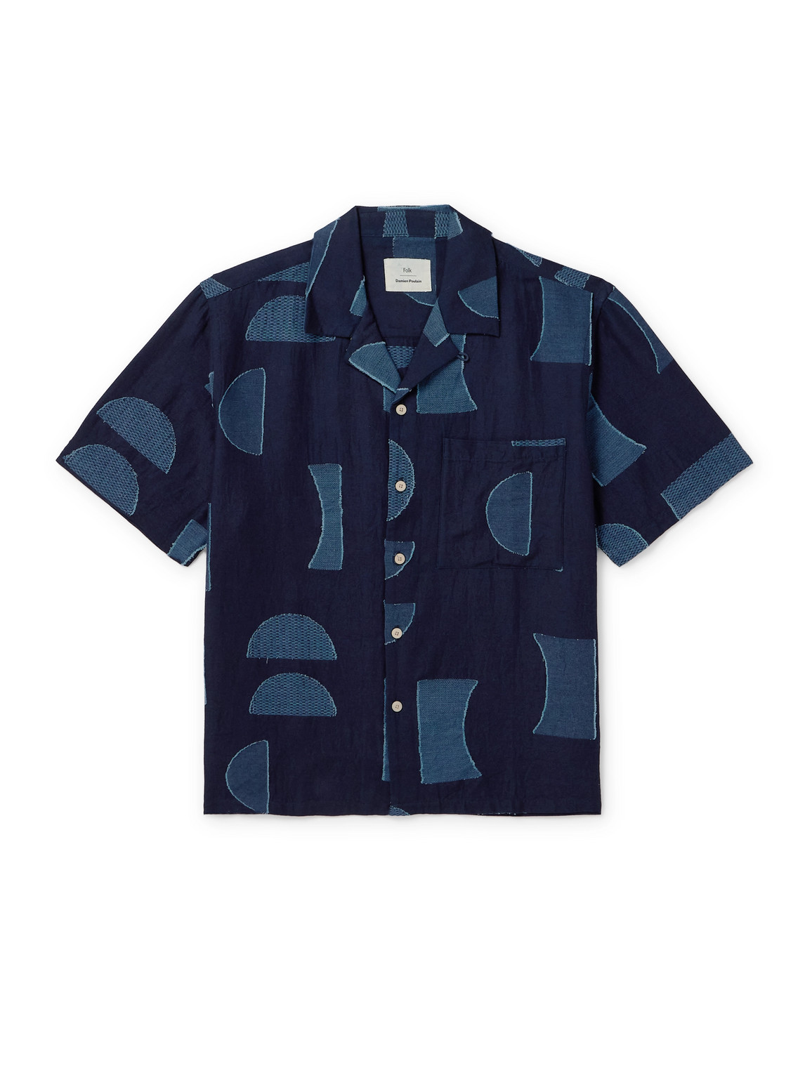 Oversized Convertible-Collar Cotton-Jacquard Shirt