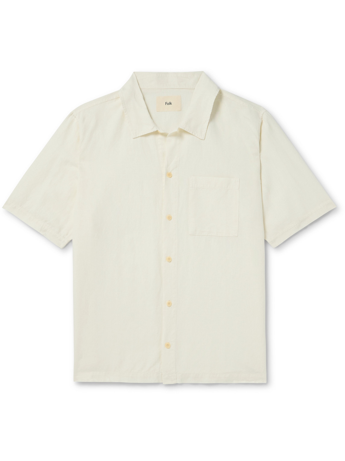 Shop Folk Gabe Linen And Cotton-blend Shirt In Neutrals