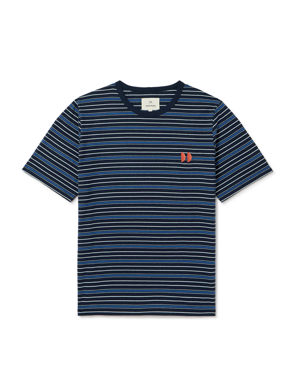 Embroidered Striped Cotton-Jersey T-Shirt