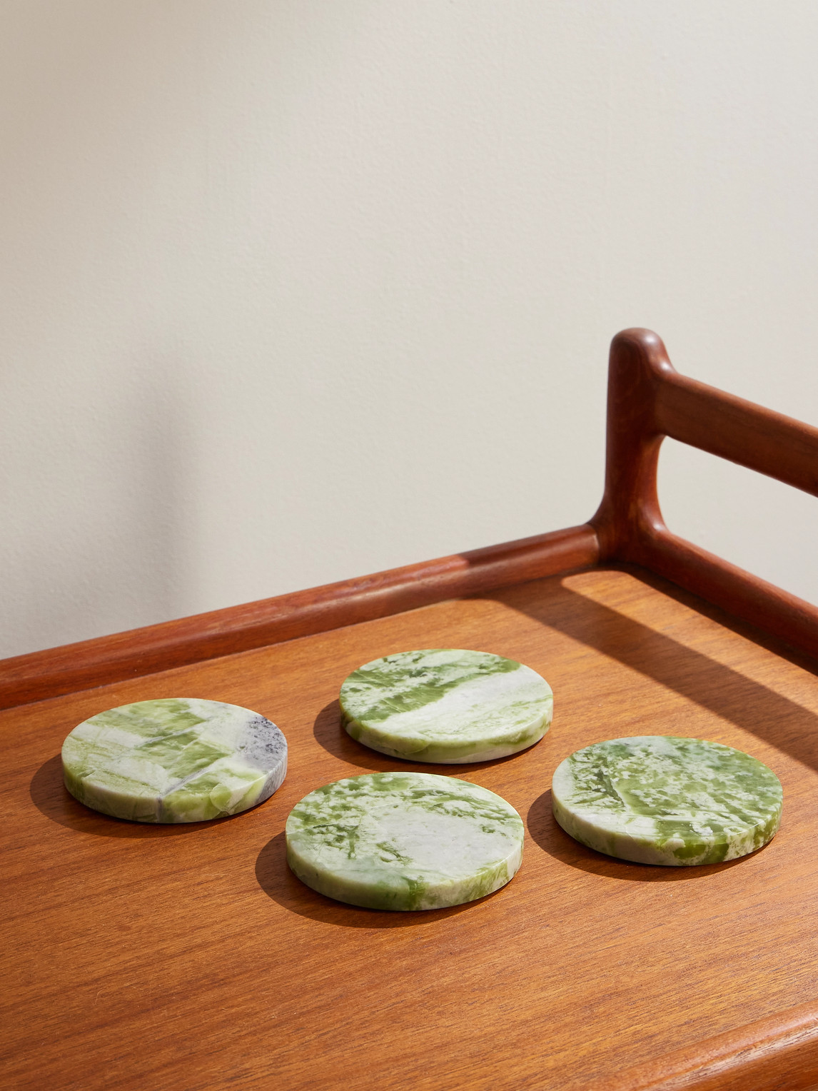 Soho Home Hanson Set Of Four Marble Coasters In Green