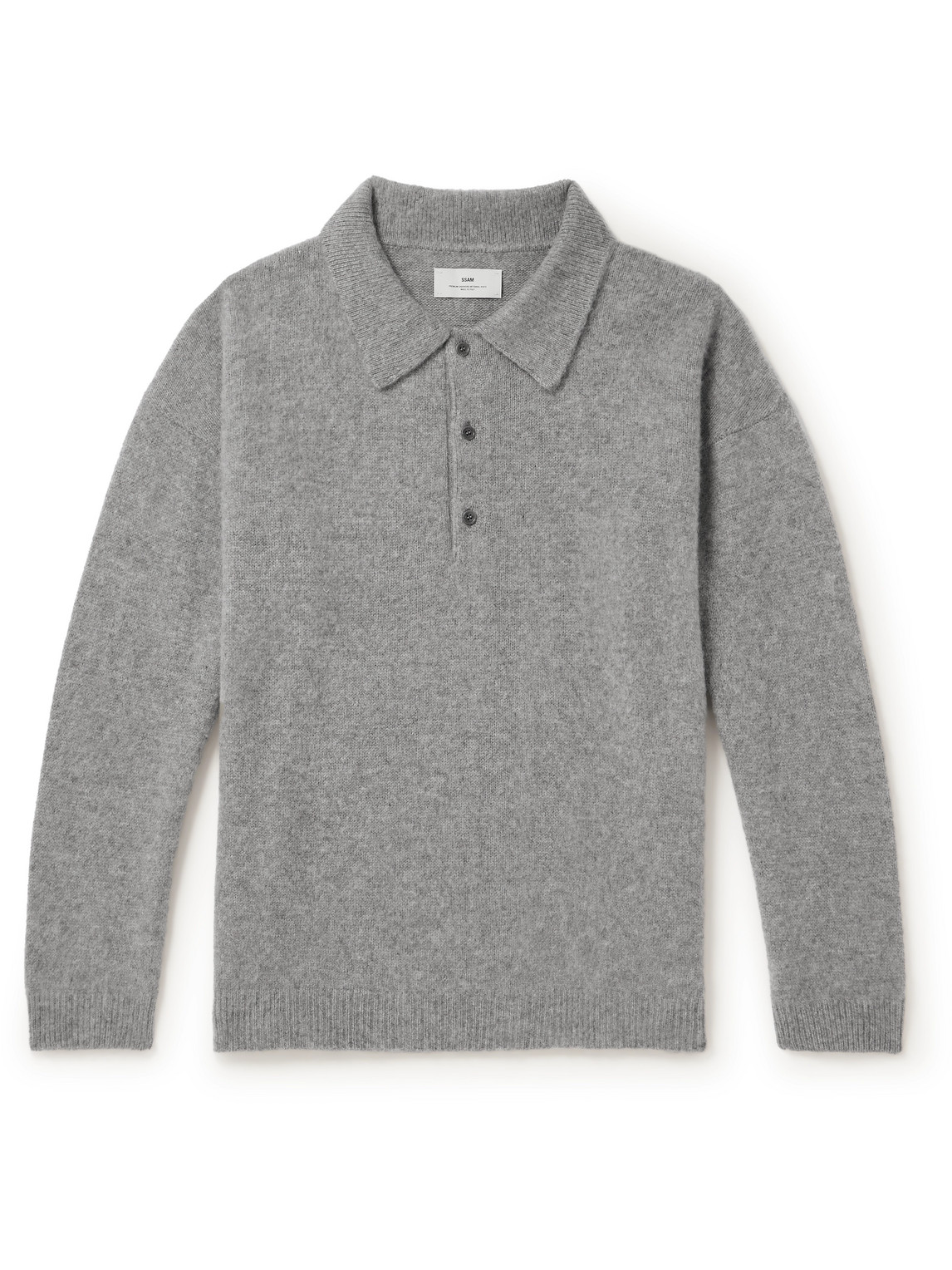 Ssam Brushed Cashmere Polo Shirt In Grey