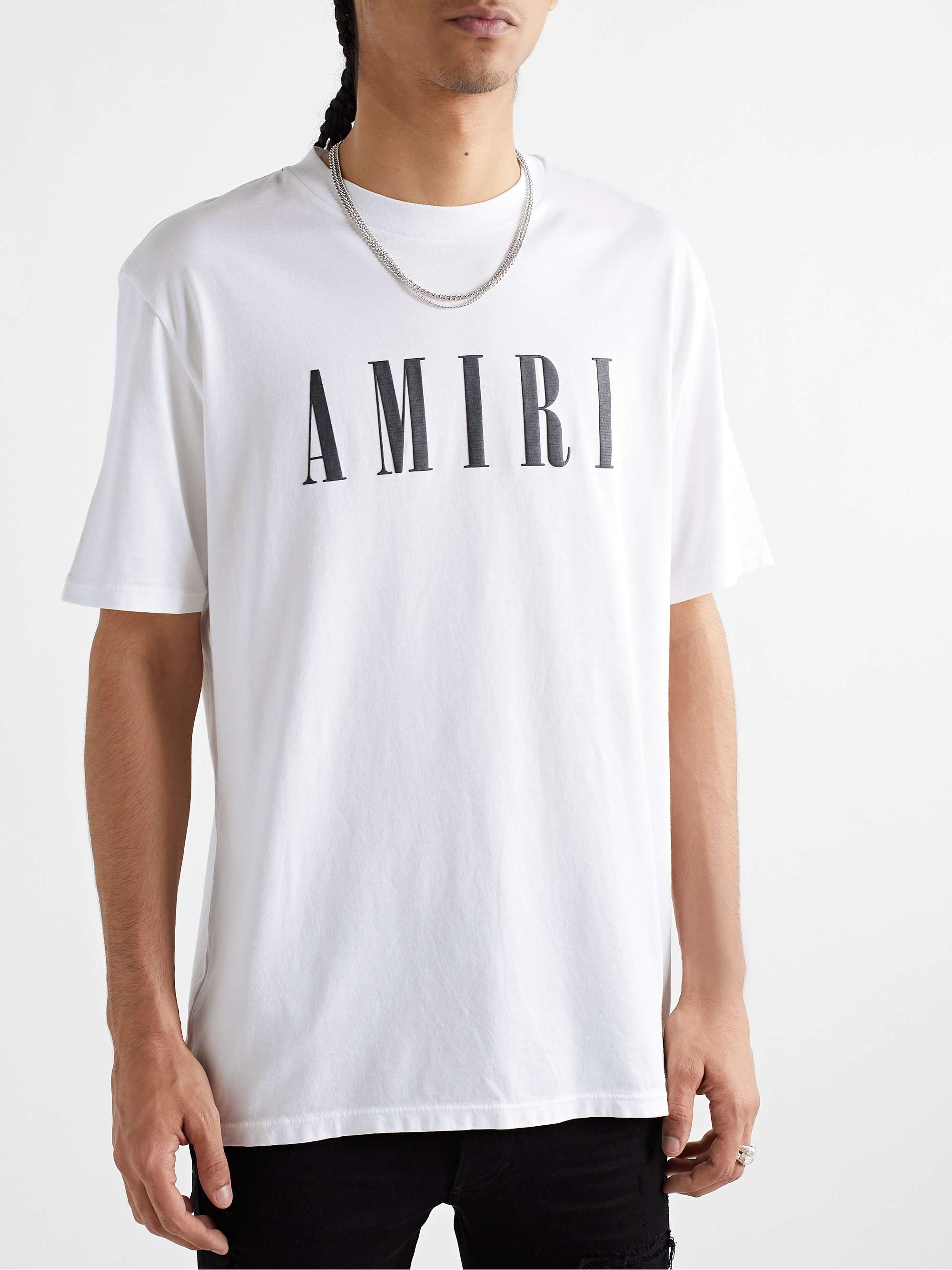 AMIRI コットンジャージー Tシャツ ロゴアップリケ付き