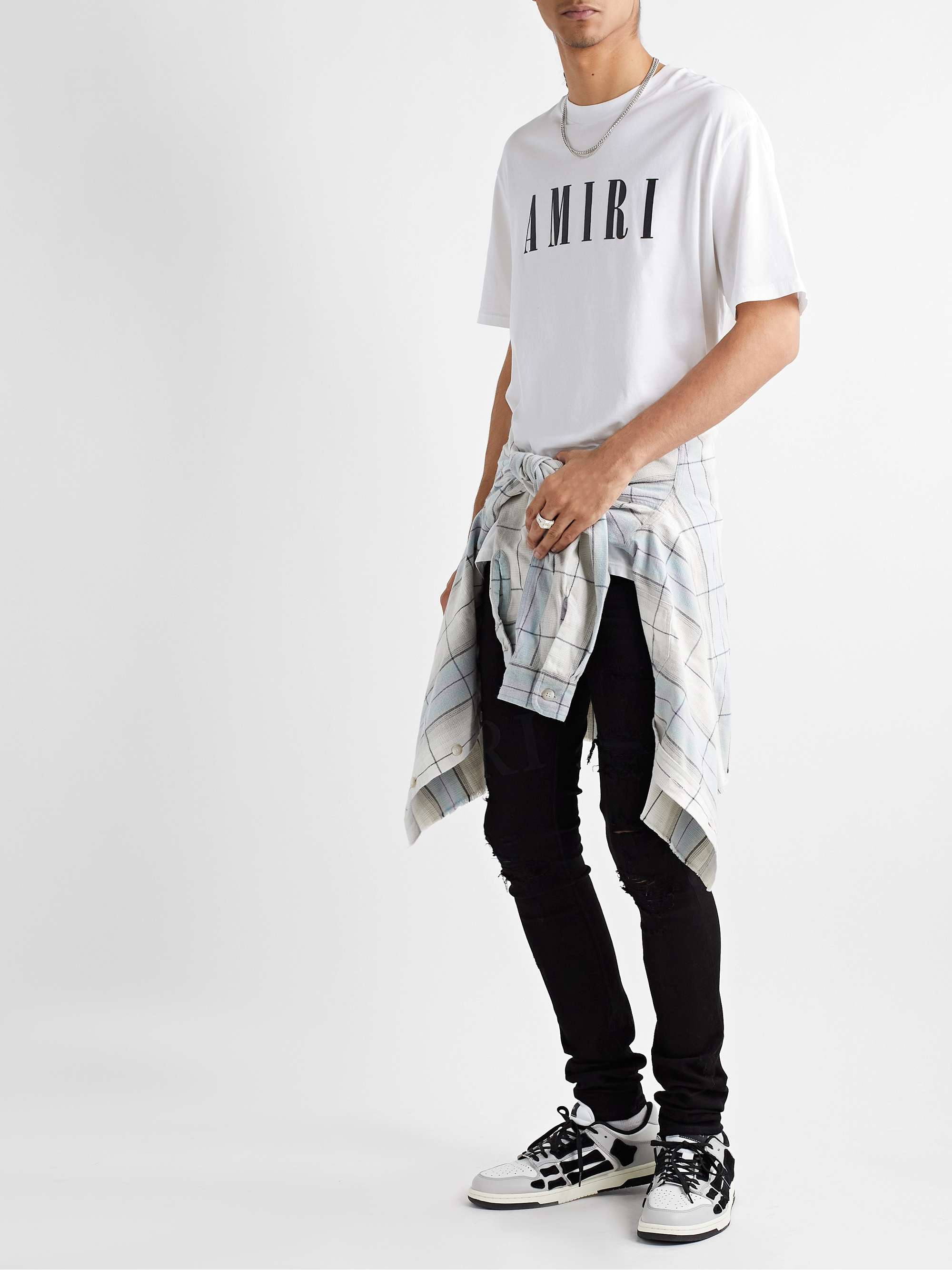 AMIRI T-shirt in jersey di cotone con logo applicato