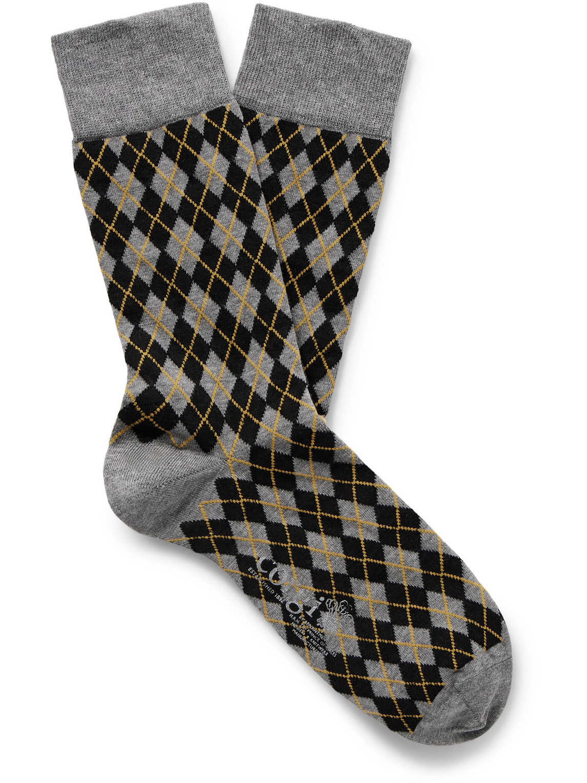 Kingsman Argylle Cotton And Nylon-blend Socks In Gray