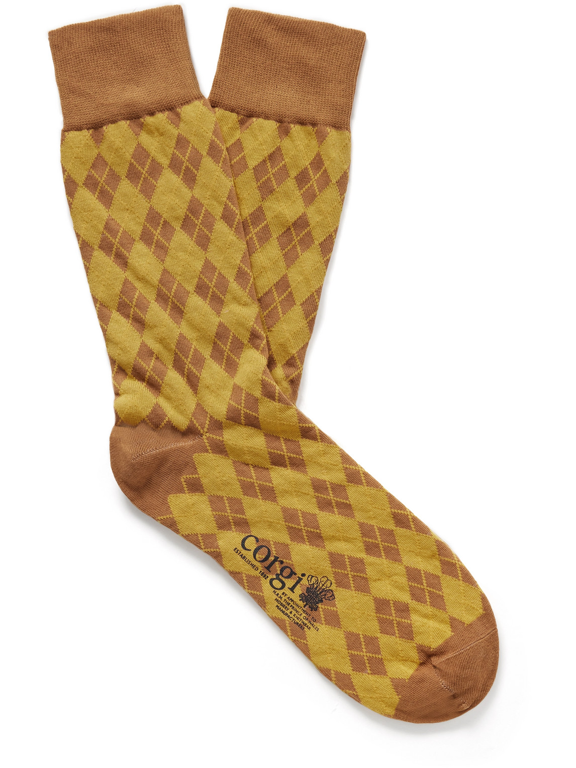 Kingsman Argylle Cotton And Nylon-blend Socks In Yellow