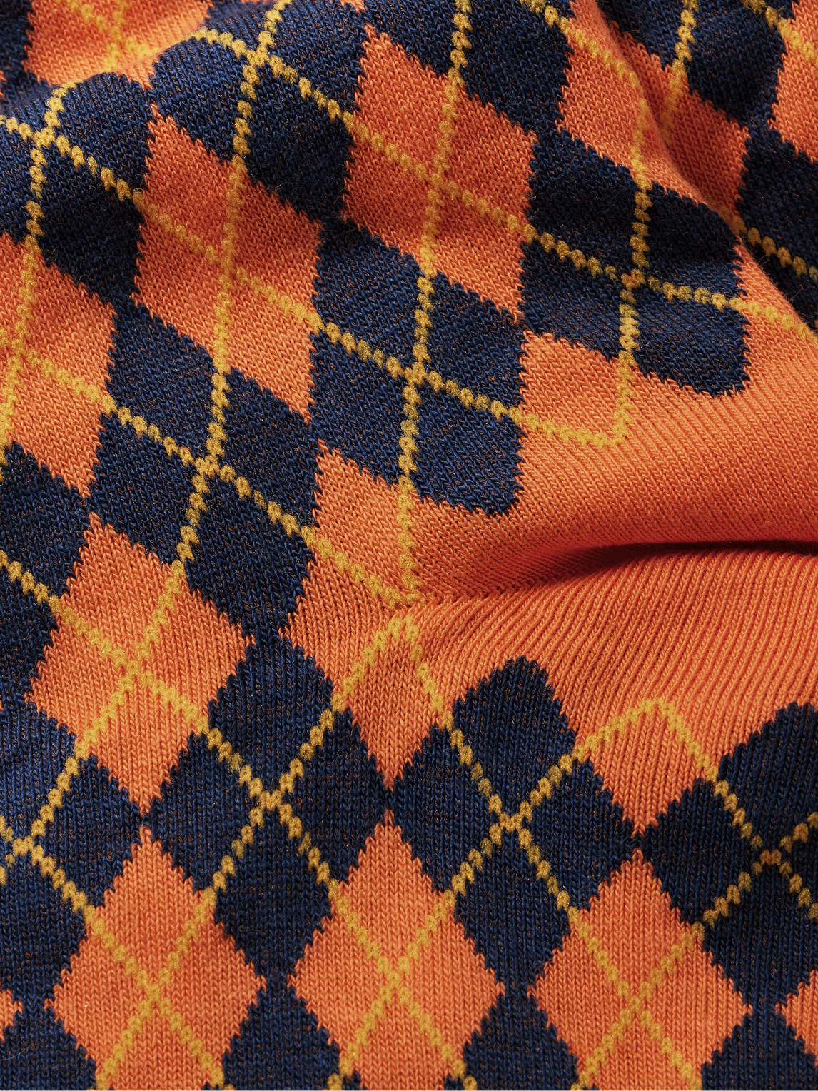 Shop Kingsman Argylle Cotton And Nylon-blend Socks In Orange