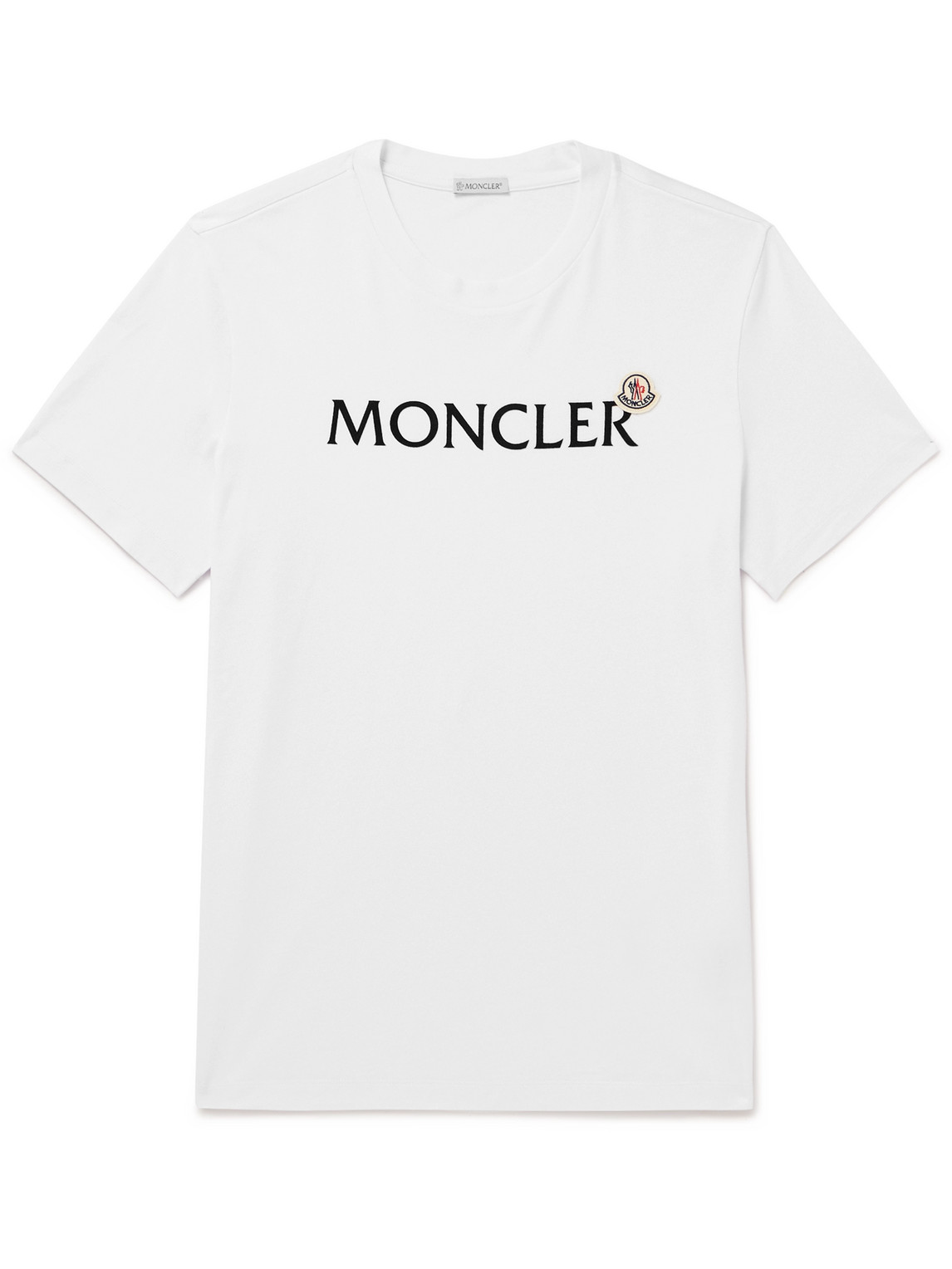 Moncler Slim-fit Logo-flocked Cotton-jersey T-shirt In White