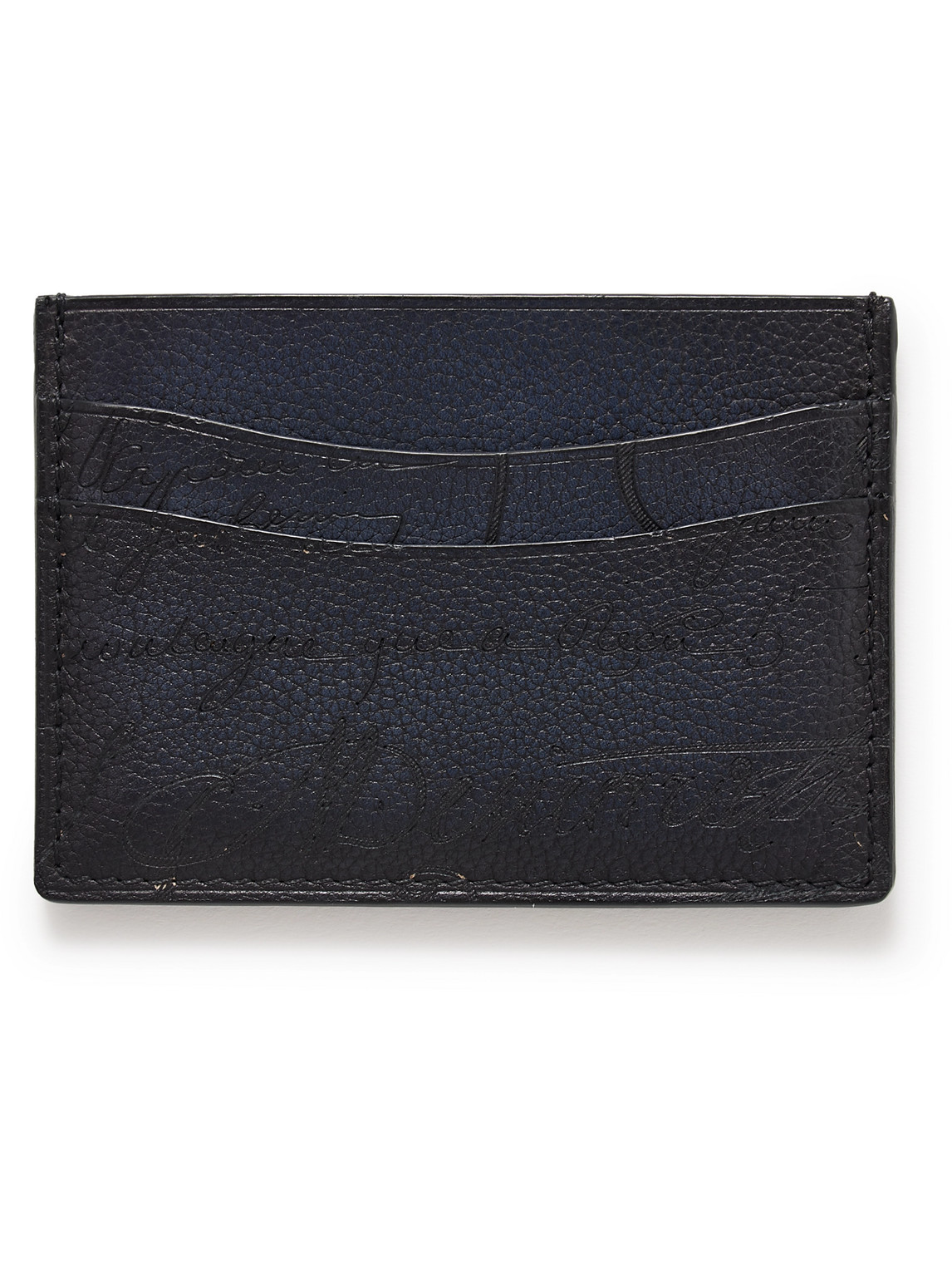 Berluti Bambou Scritto Venezia Softy Full-grain Leather Cardholder In Blue