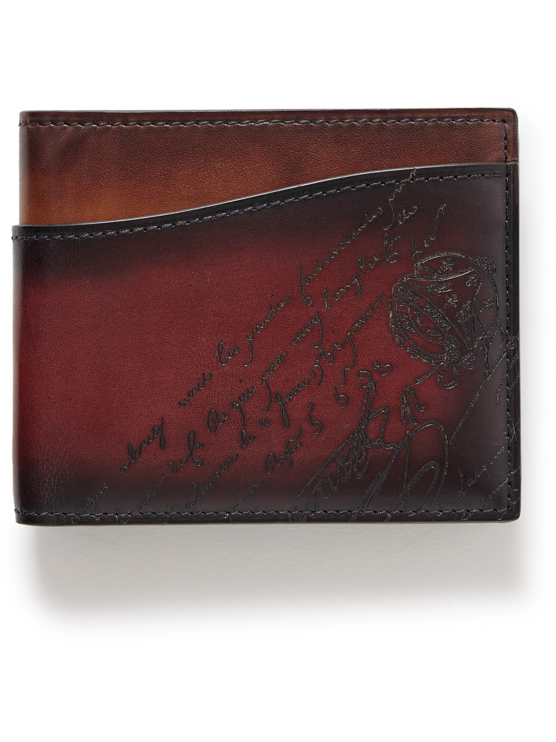Berluti Makore Neo Scritto Venezia Leather Billfold Wallet In Brown