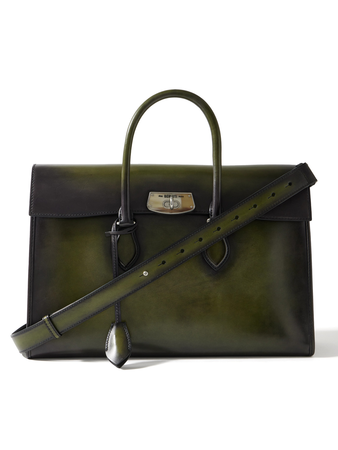 Berluti E'mio Venezia Leather Briefcase In Green