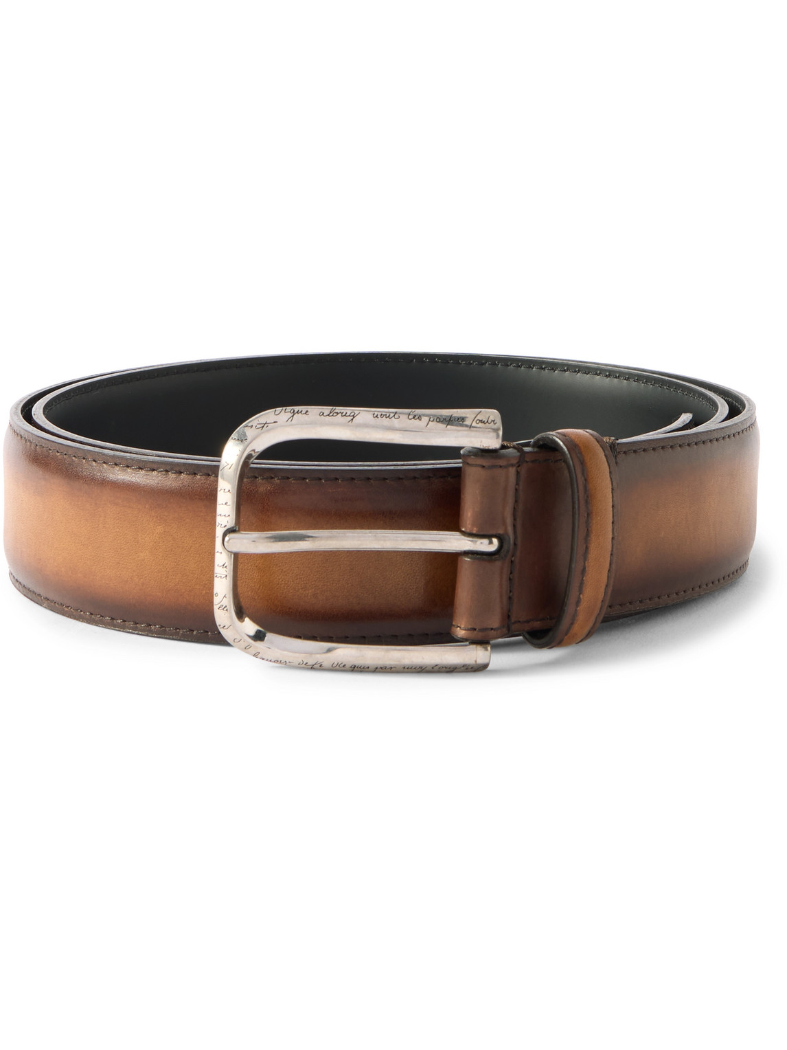 Berluti 3.5cm Venezia Leather Belt In Brown