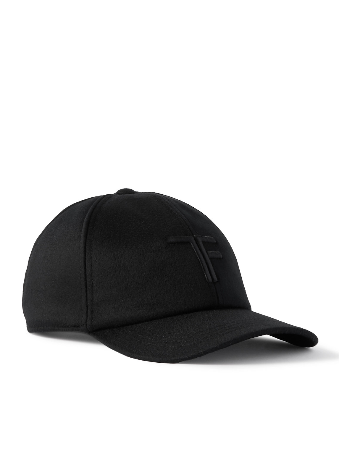Tom Ford Leather-trimmed Logo-embroidered Cashmere Baseball Cap In Black