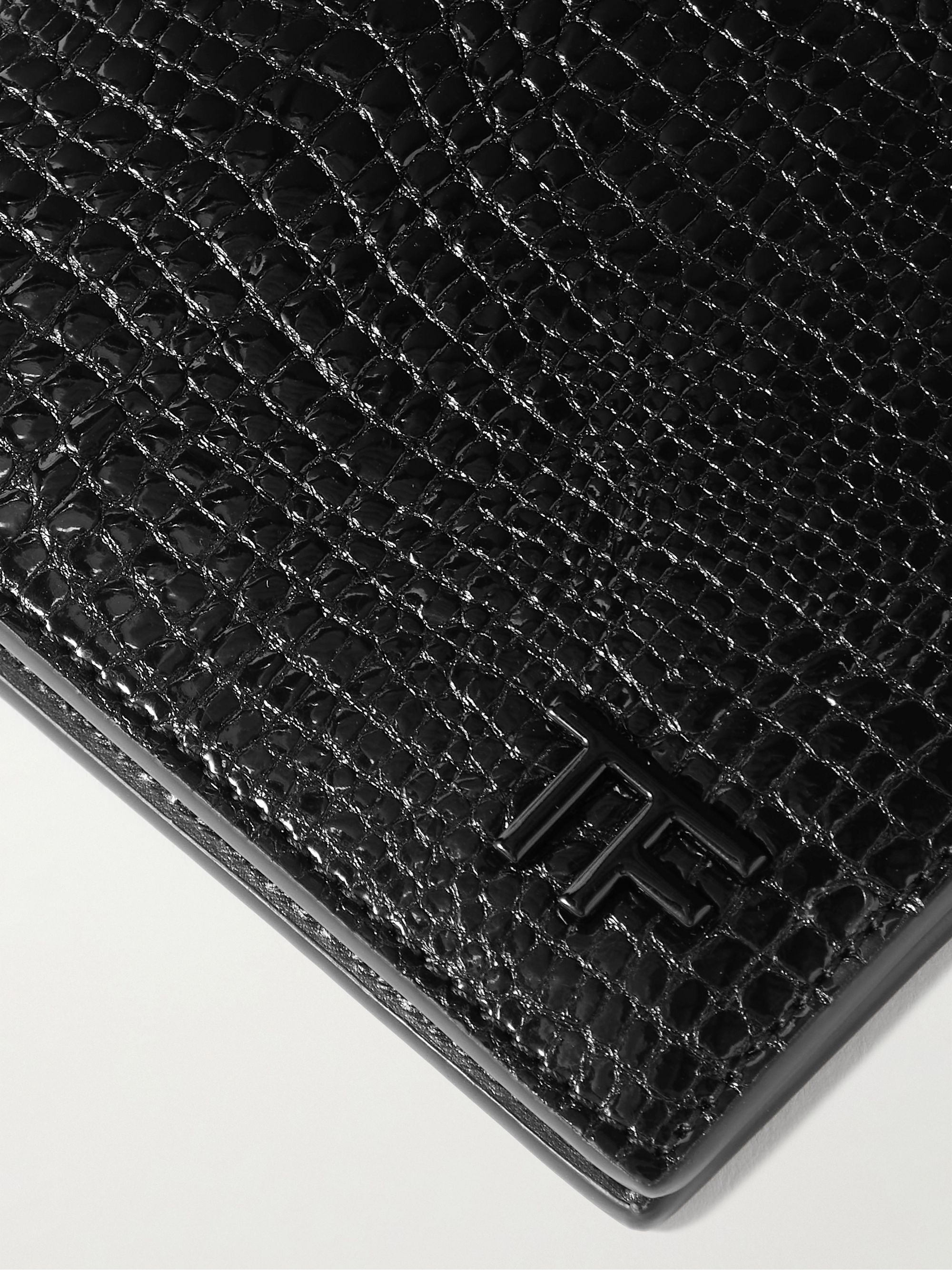 Snake-Effect Leather Bifold Wallet - black - One Size